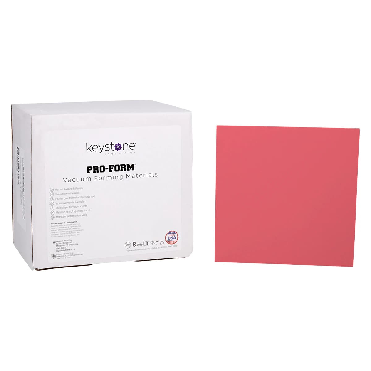 Keystone Base Plate Material, Pink, .100" Thick, 5" x 5" Sheets, 25/Box, 9616250 thumbnail 2
