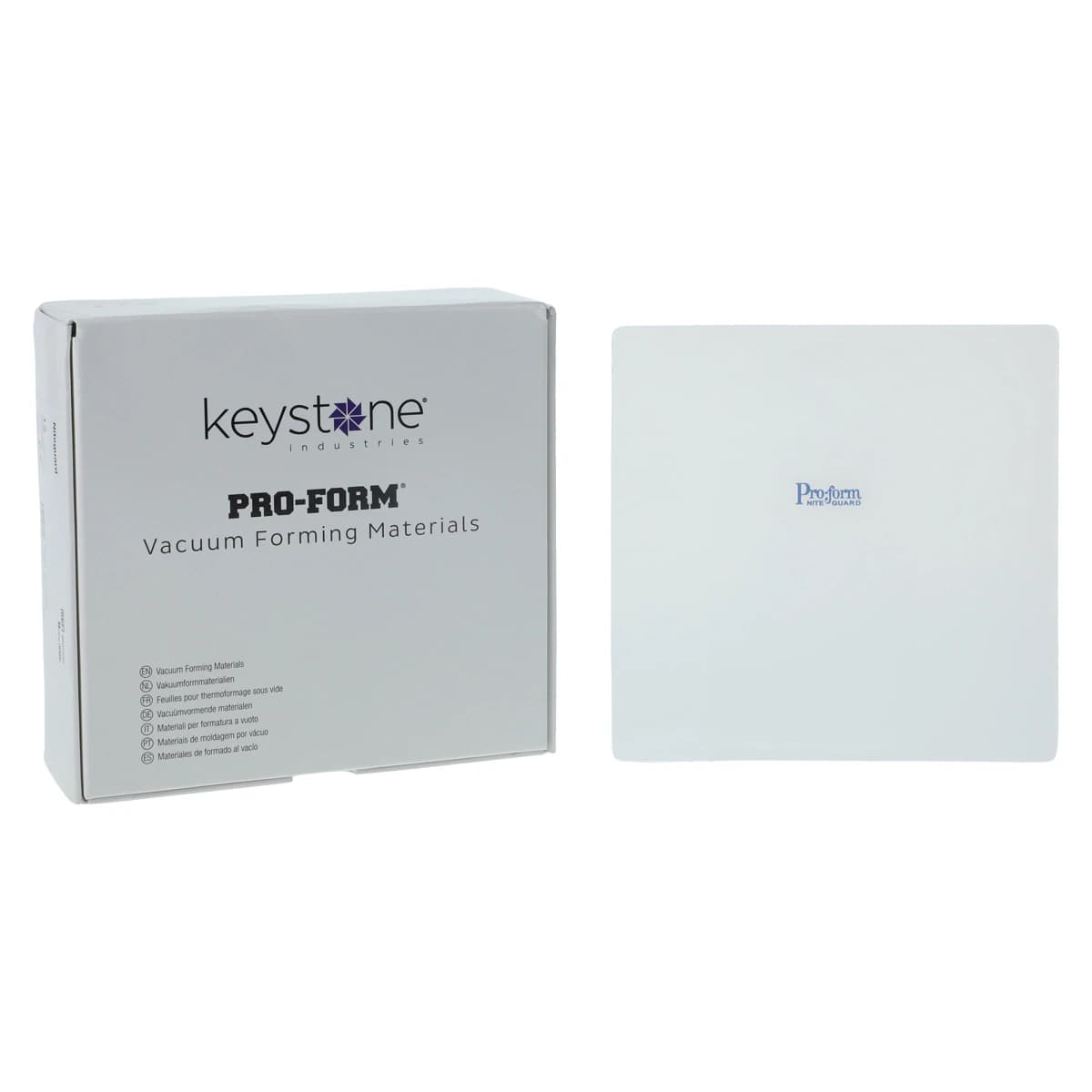 Keystone Pro-Form Niteguard Laminate Vacuum Forming Sheets, Clear, 5" x 5", .120" (3mm), 12/Pack, 9602550 - Niteguard Laminate 12/Pack - Image 1