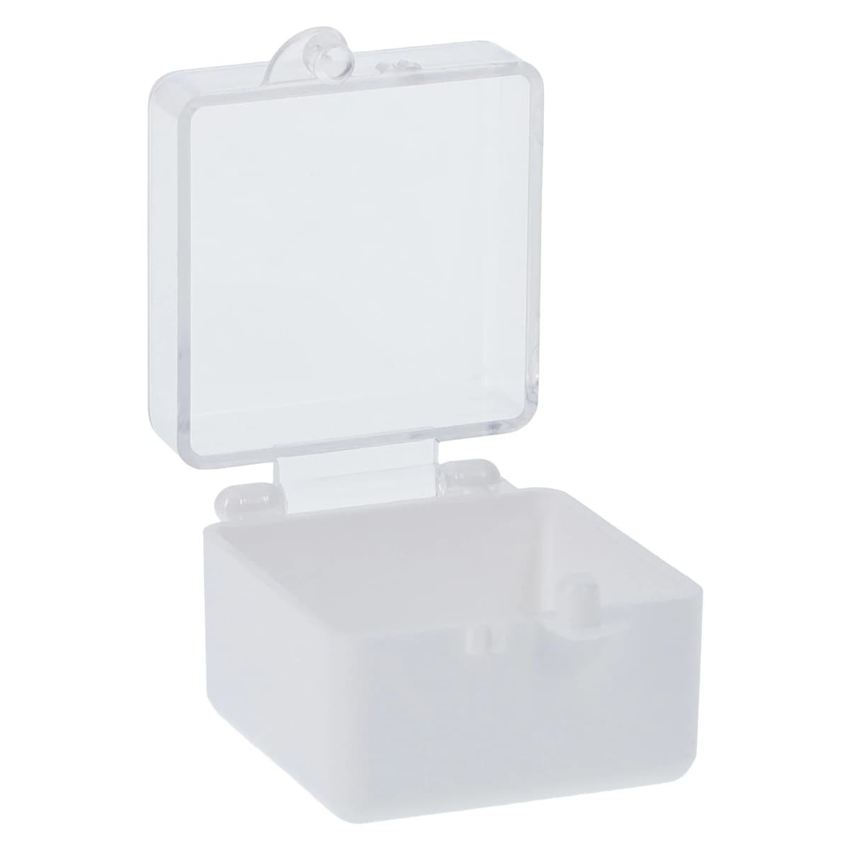 Keystone White/Clear Rigid C&B Boxes, 1" x 1" x 3/4", Hinged Snap-Type Lid, Box of 1000 thumbnail 2