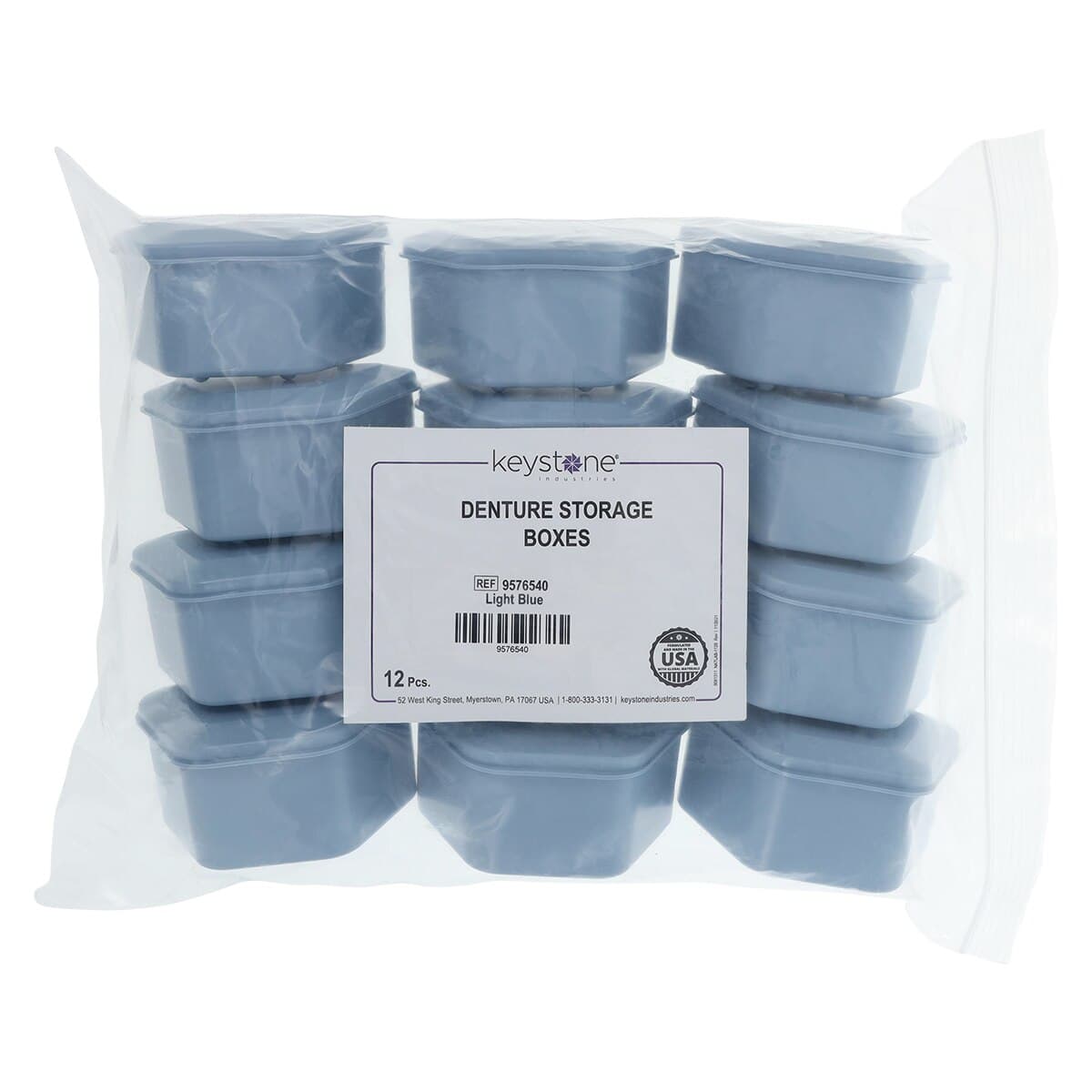 Keystone Light Blue Denture Storage Boxes, 1-3/4" Deep, 12/Pkg, 9576540 thumbnail 4