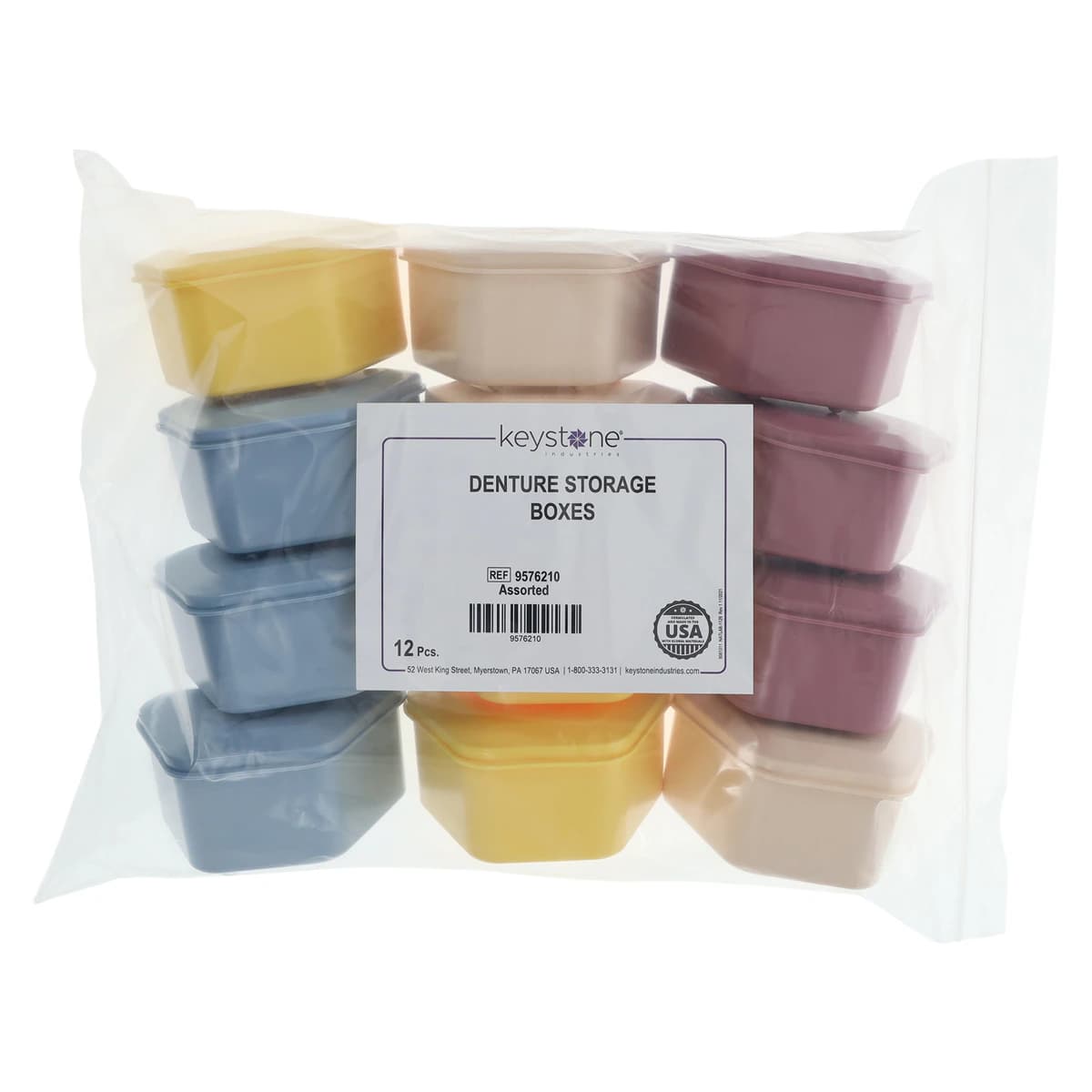 Keystone Industries Denture Storage Boxes, Assorted Colors, 1-3/4" Deep, 12/Box, 9576210 thumbnail 4