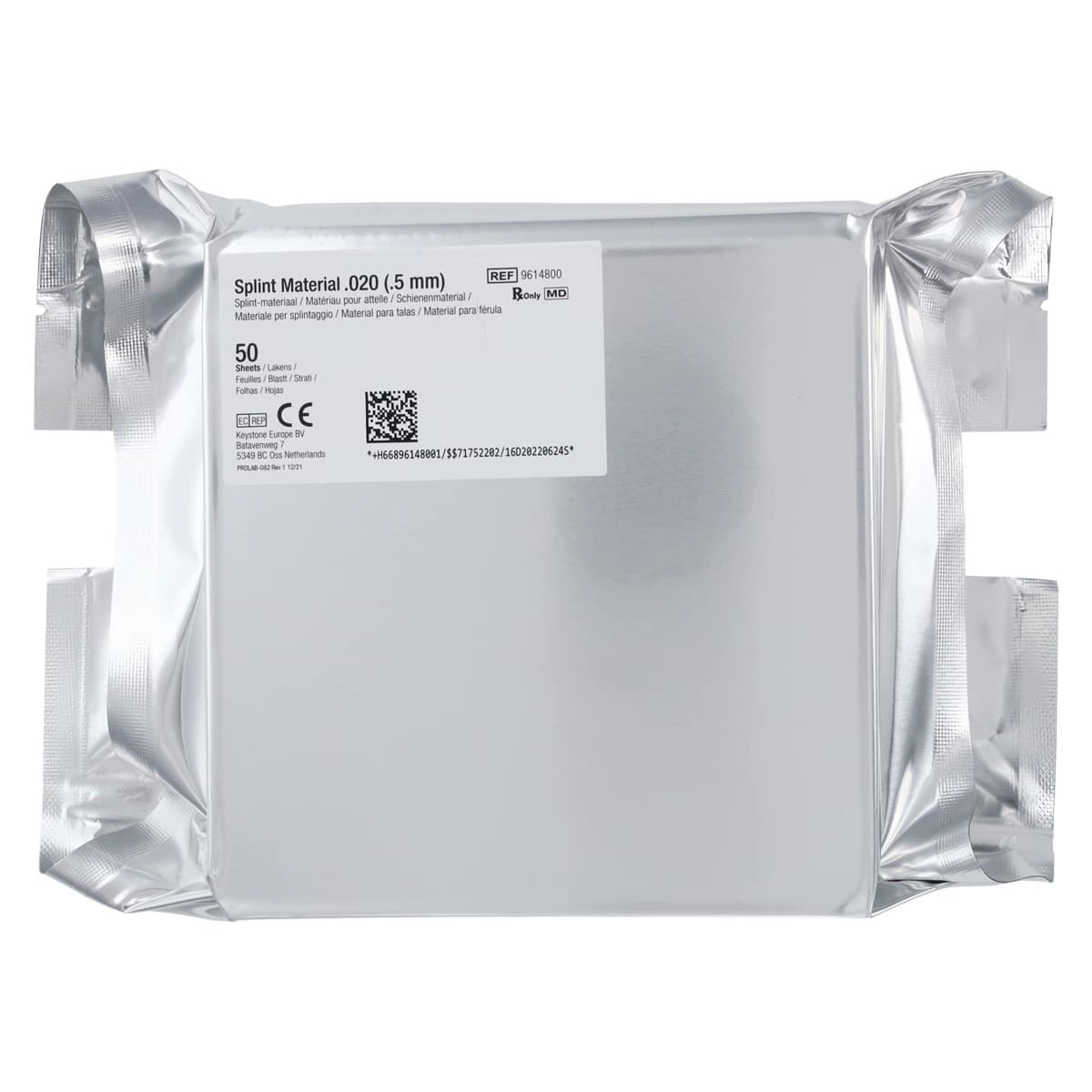 Pro-Form Splint Material, 5" x 5" (127 x 127 mm), 0.020" (0.50 mm) Thick, Clear, 50/Pk, 9614800 thumbnail 2