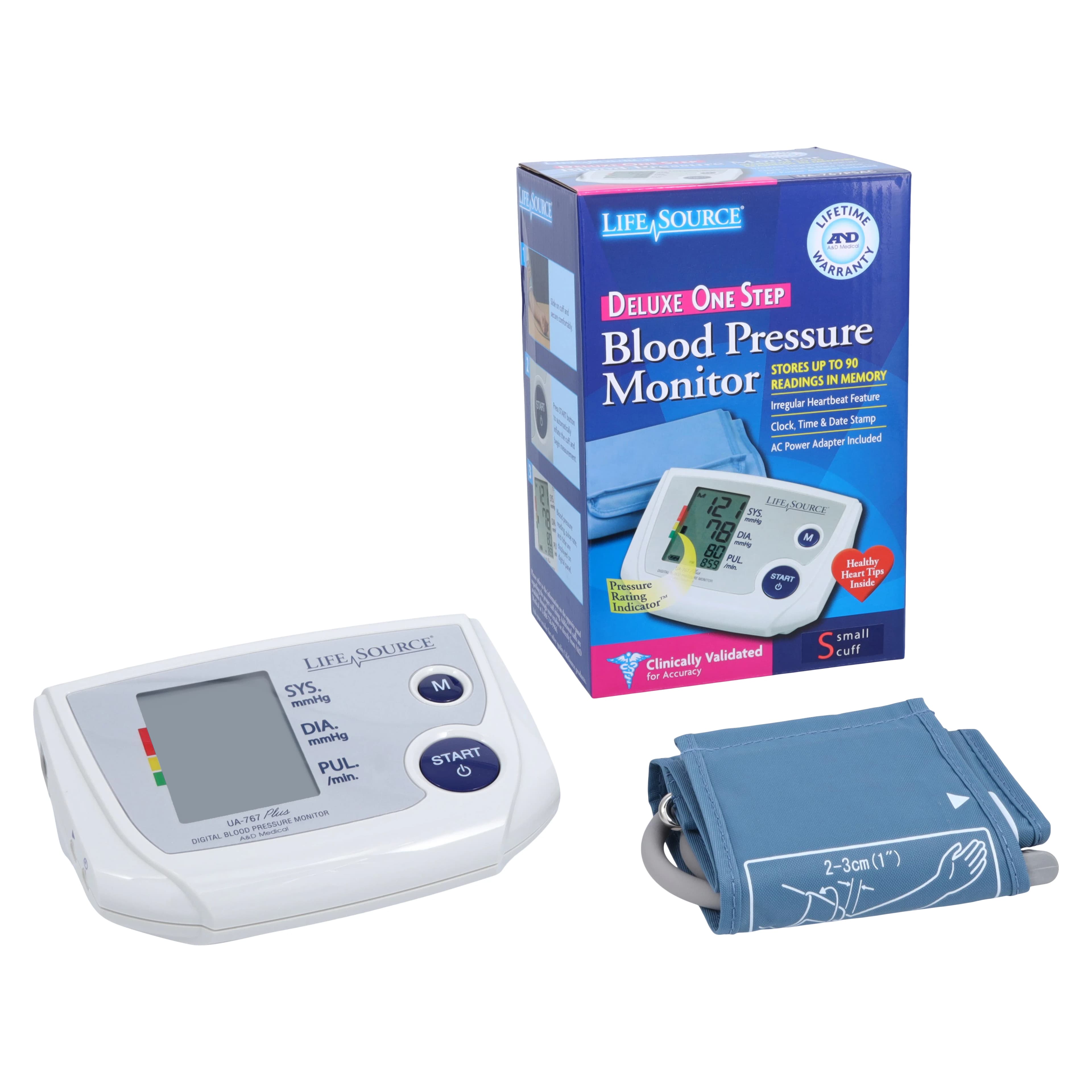 LifeSource Pro Digital Blood Pressure Monitor with AC Adapter, Blue/White, Arm Cuff, Digital Display, UA-767 - BP Monitor Digital w/AC Adapte - Image 1