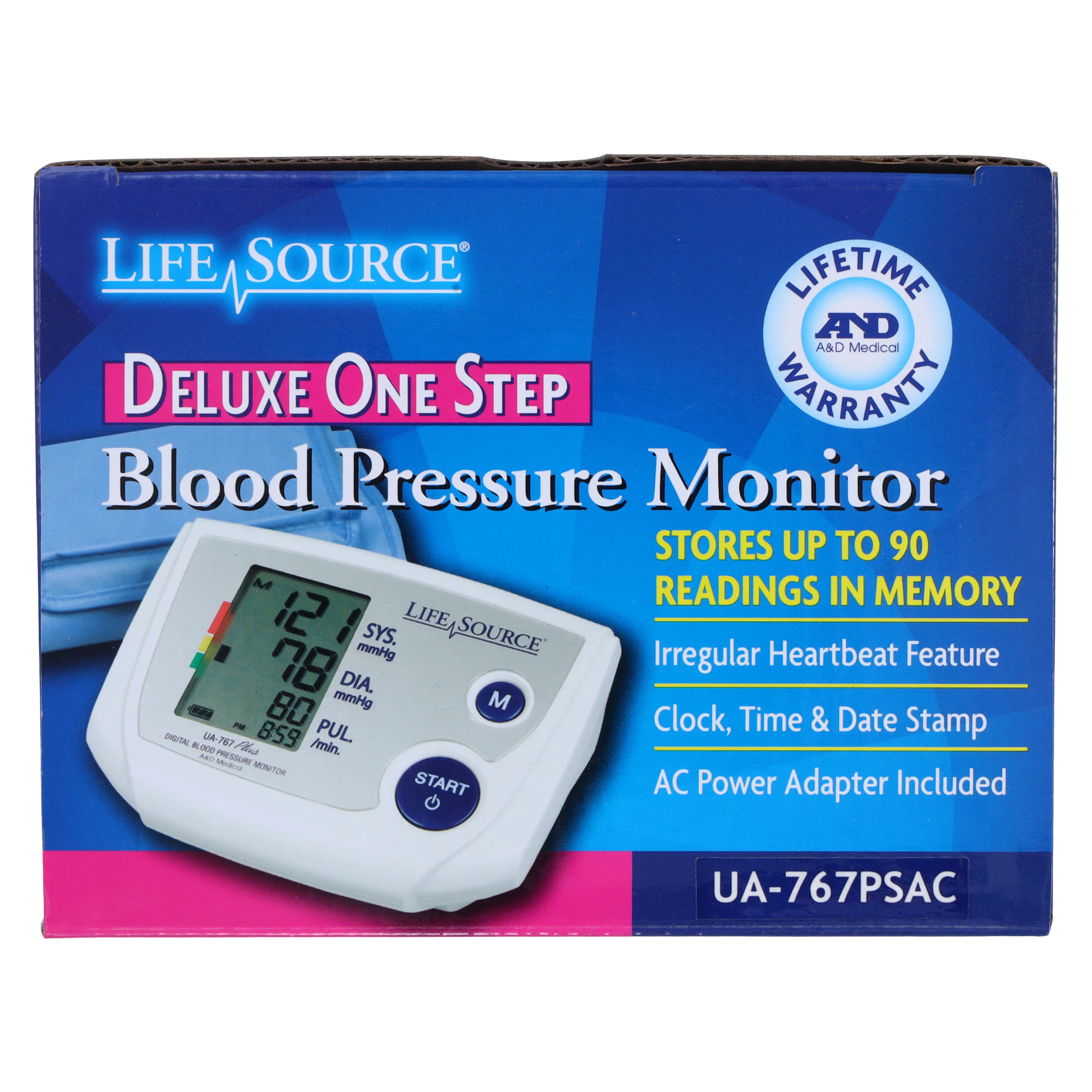 LifeSource Pro Digital Blood Pressure Monitor with AC Adapter, Blue/White, Arm Cuff, Digital Display, UA-767 thumbnail 10