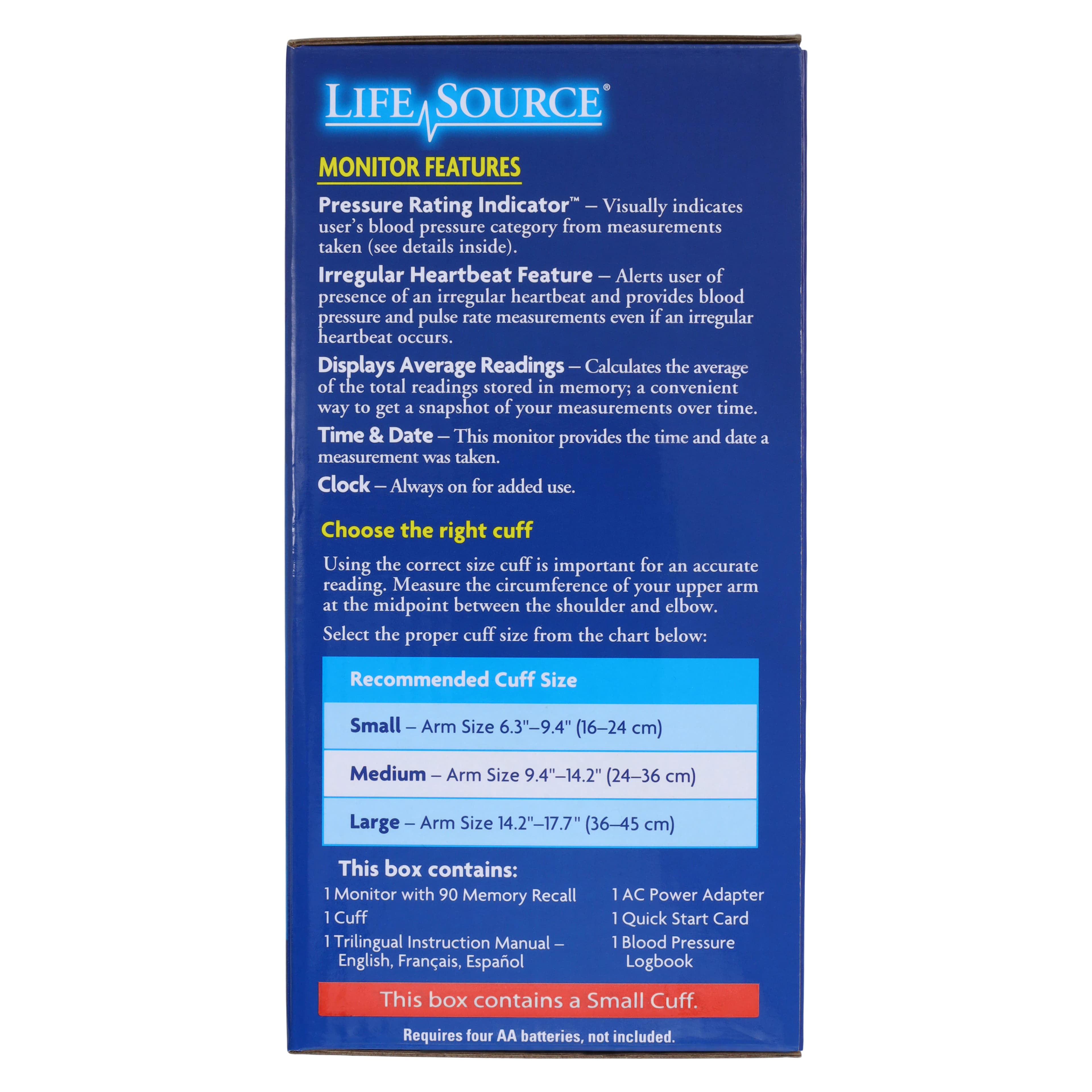LifeSource Pro Digital Blood Pressure Monitor with AC Adapter, Blue/White, Arm Cuff, Digital Display, UA-767 thumbnail 13