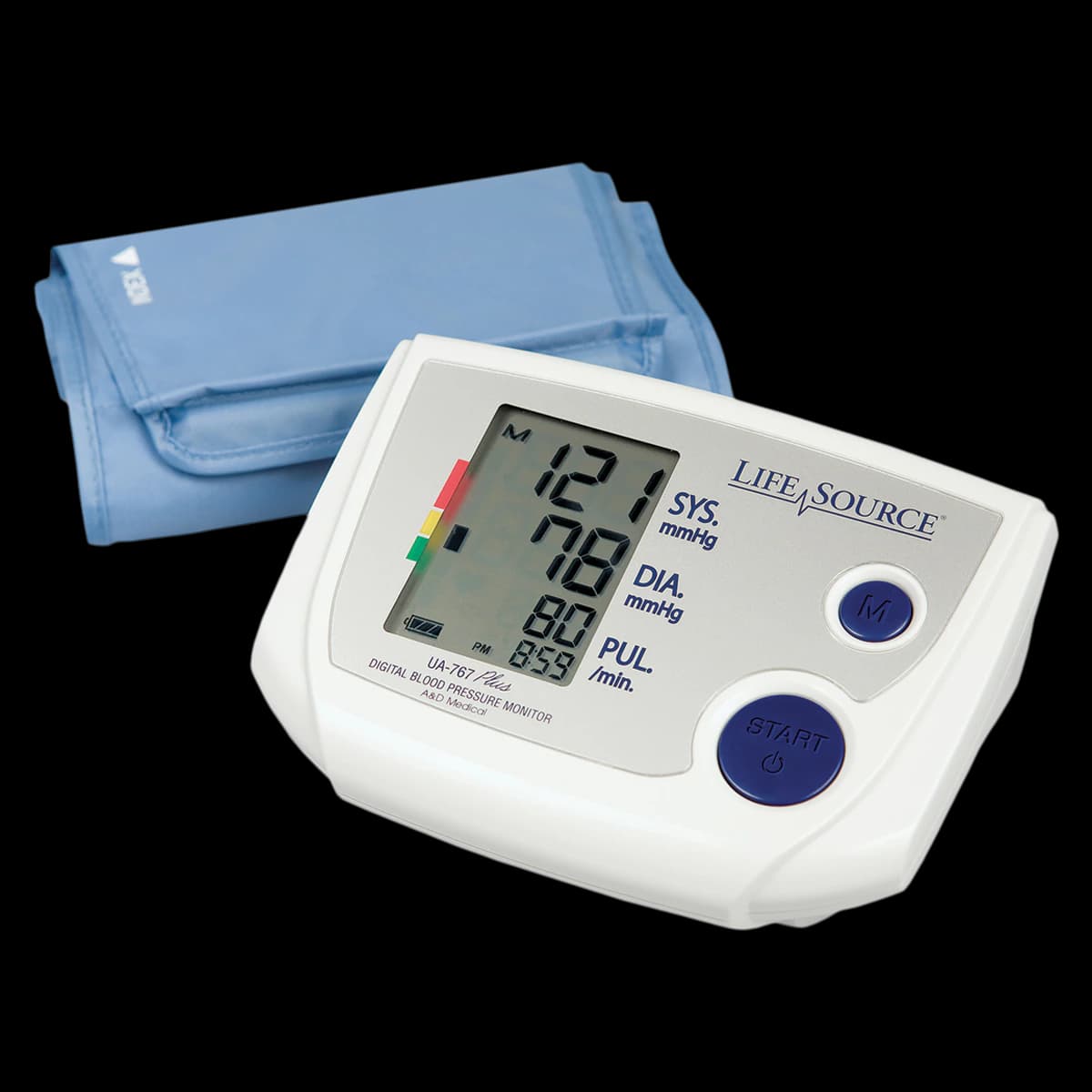 LifeSource Pro Digital Blood Pressure Monitor with AC Adapter, Blue/White, Arm Cuff, Digital Display, UA-767 thumbnail 2