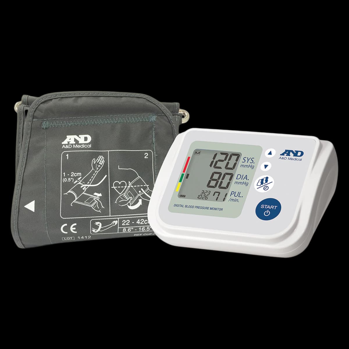 A&D Engineering Premium Digital Blood Pressure Monitor, Gray, Arm Cuff, Digital Display, Each thumbnail 14
