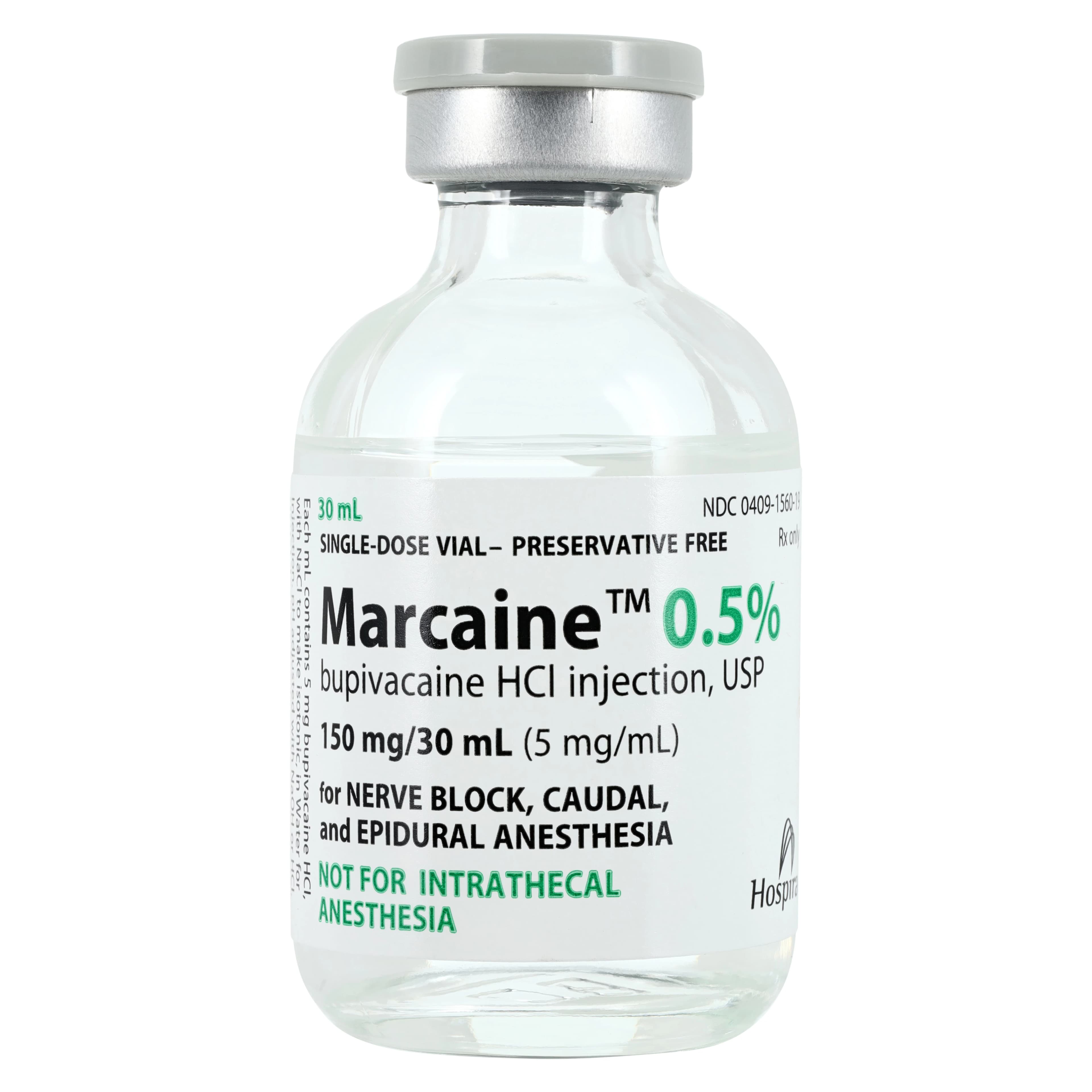 Marcaine Injection 0.5% Preservative Free, SDV, 30mL, Single Dose Vial, Non-Returnable - Marcaine Inj SDV Non Returnble - Image 1