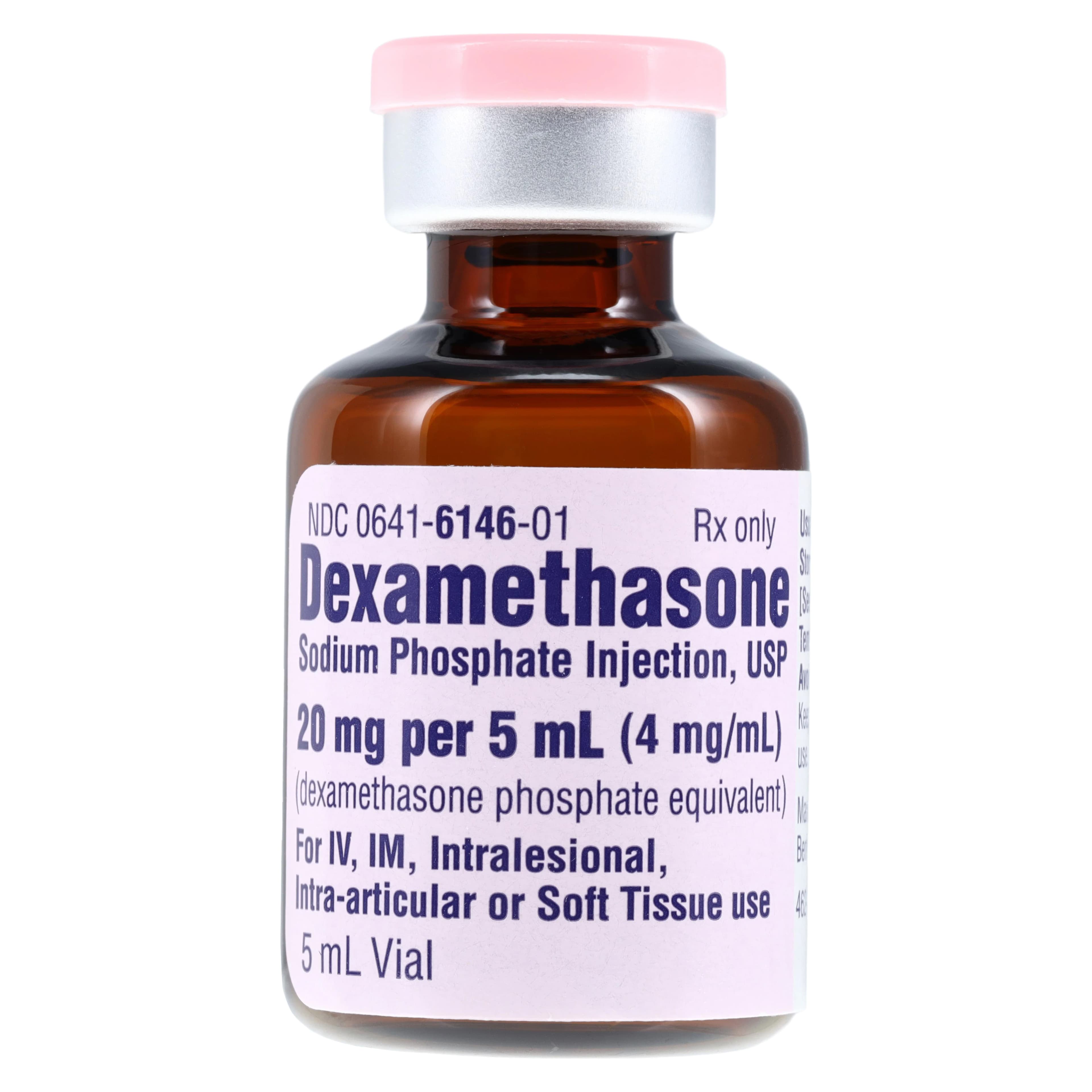 Dexamethasone Sodium Phosphate Injection 4mg/mL, 5mL Vial, Each - Dexamethasone Sod Inj 5ML N-R - Image 1