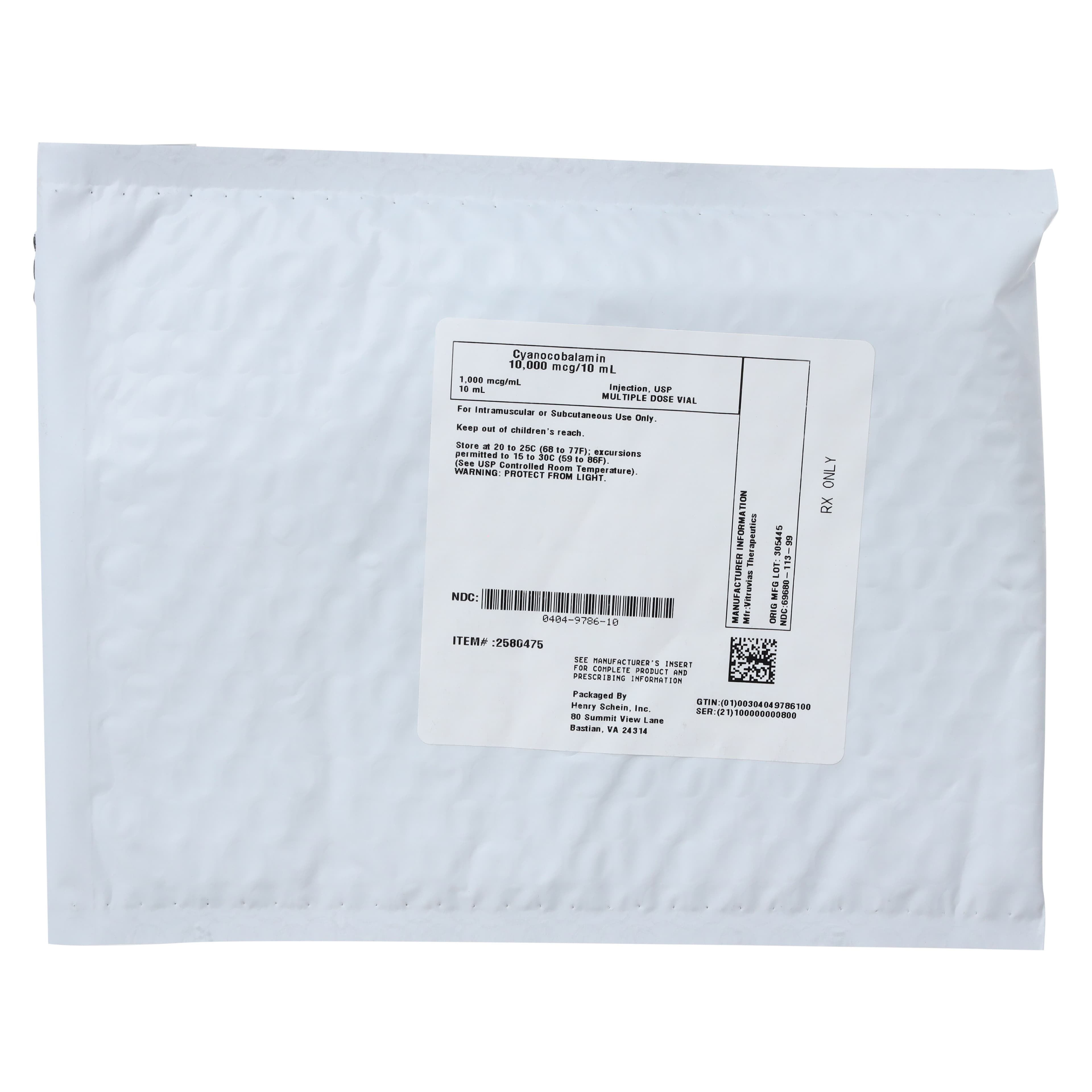 Cyanocobalamin (B12) Injection, 1000 mcg/mL, MDV, 10 mL thumbnail 3