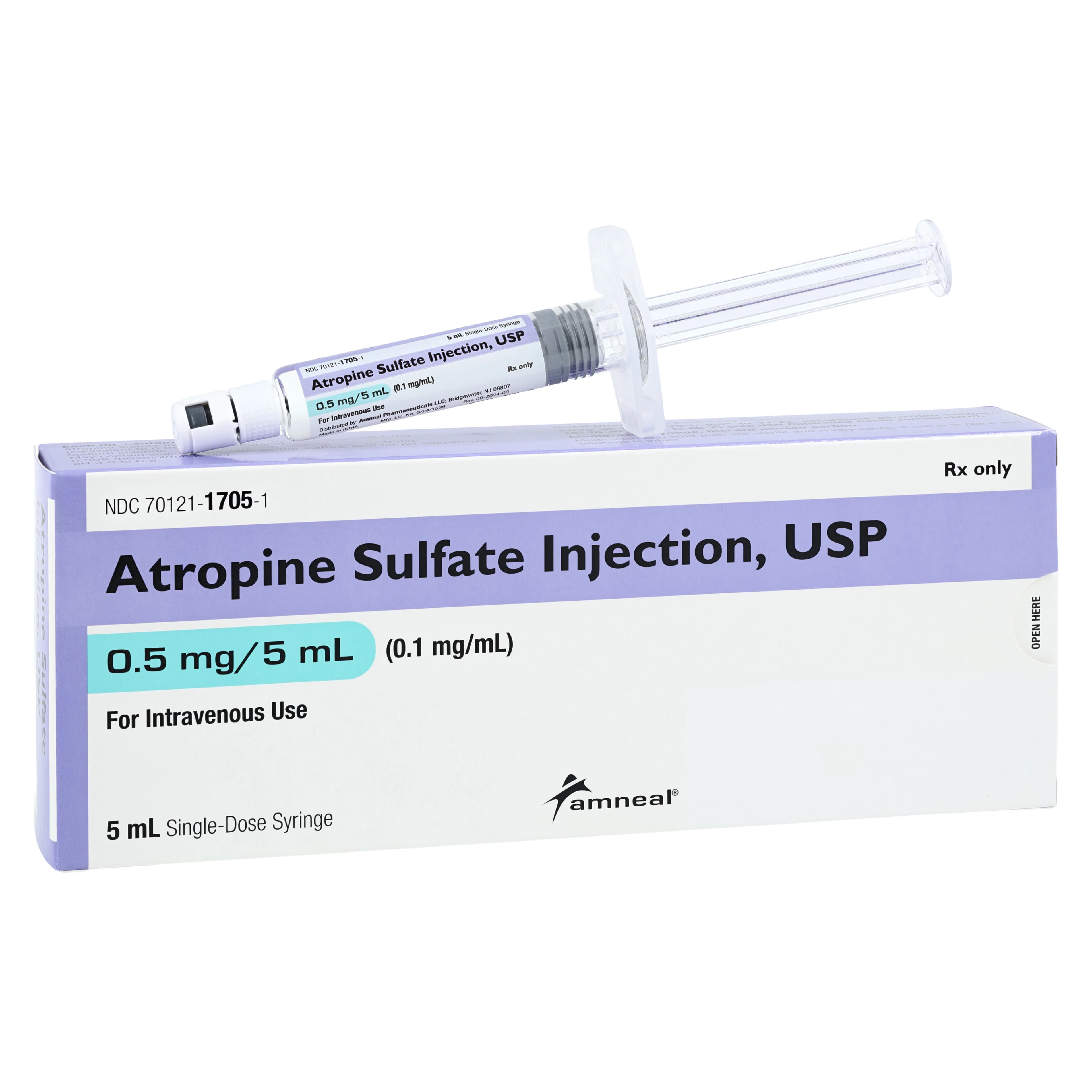 Atropine Sulfate Injection 0.1mg/mL Prefilled Syringe 5mL, Amneal - Atropine Sulfate Syr Inj 5mL - Image 1