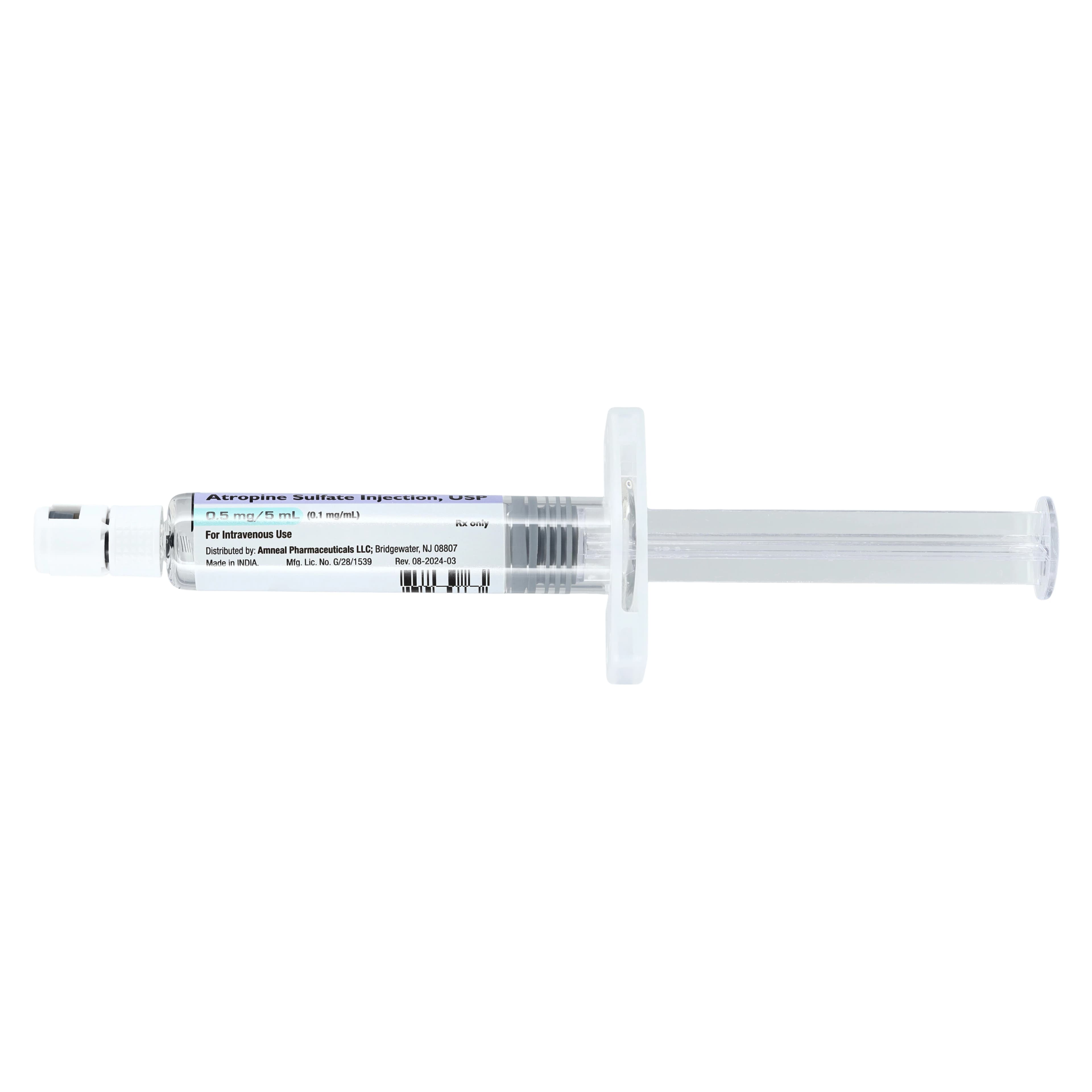Atropine Sulfate Injection 0.1mg/mL Prefilled Syringe 5mL, Amneal thumbnail 3