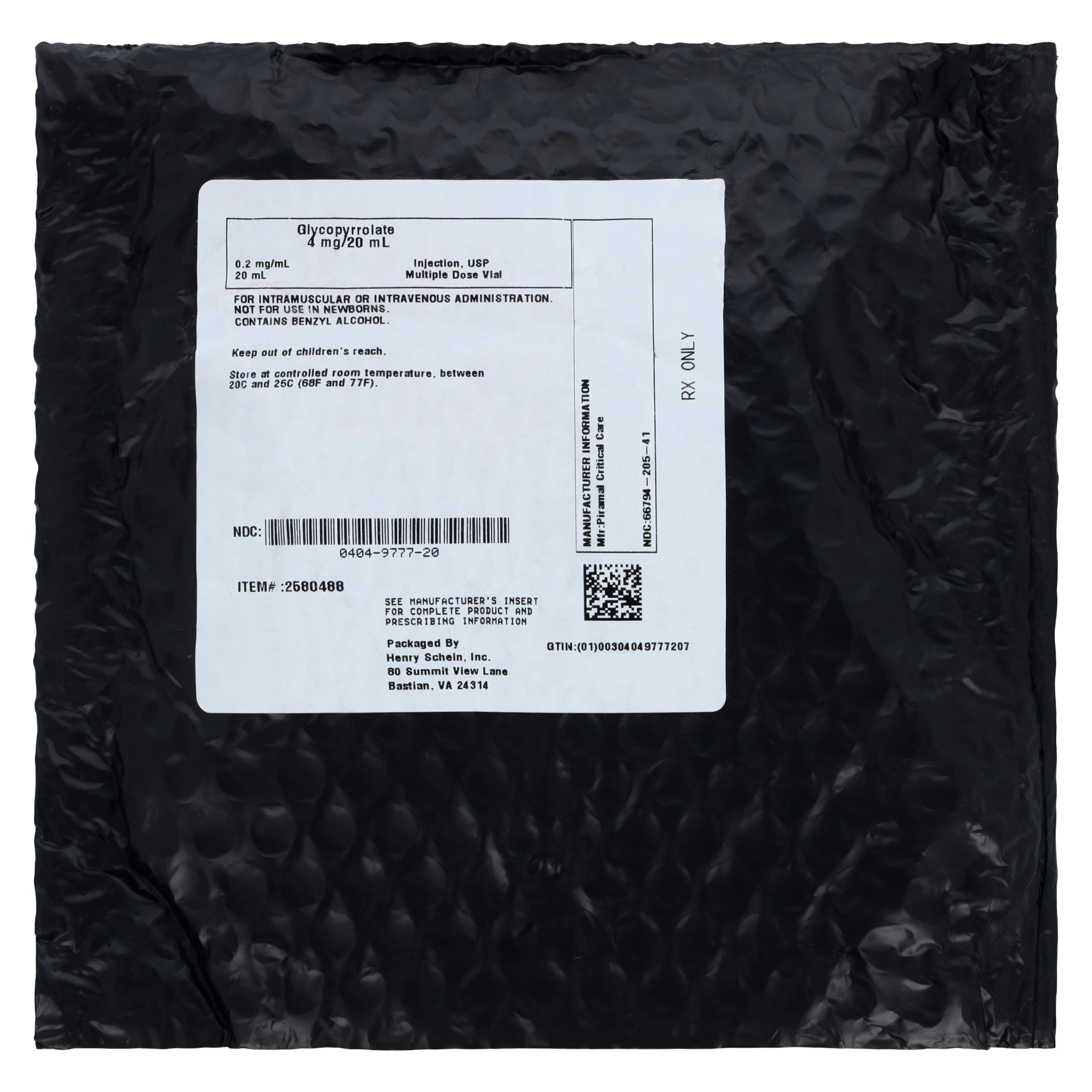 Glycopyrrolate Injection 0.2mg/mL, MDV, 20mL, Piramal Critical Care thumbnail 5