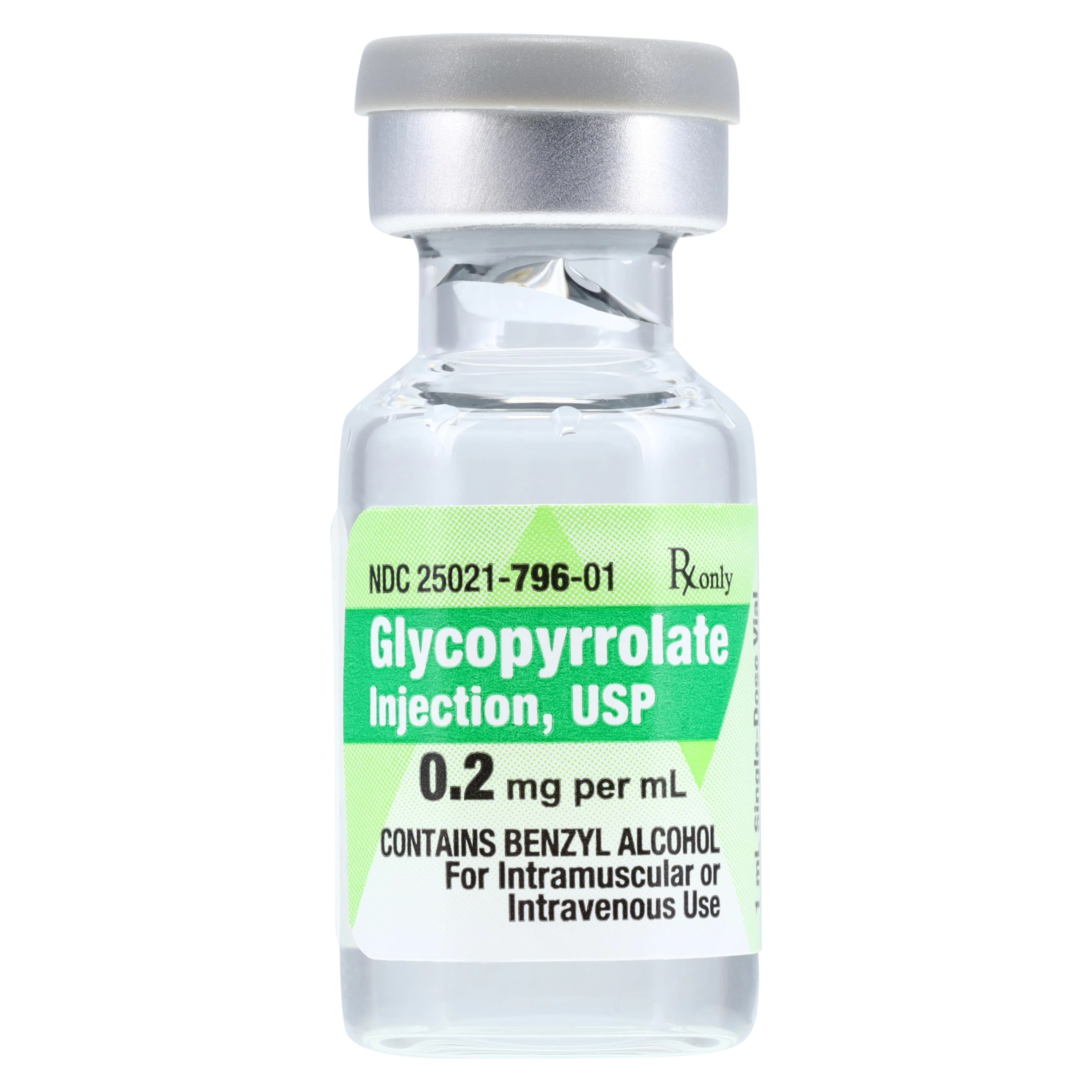 Glycopyrrolate Injection 0.2mg/mL, SDV 1mL, Single Dose Vial, Sagent Pharmaceuticals - Glycopyrrolate Inj SDV 1mL N-R - Image 1