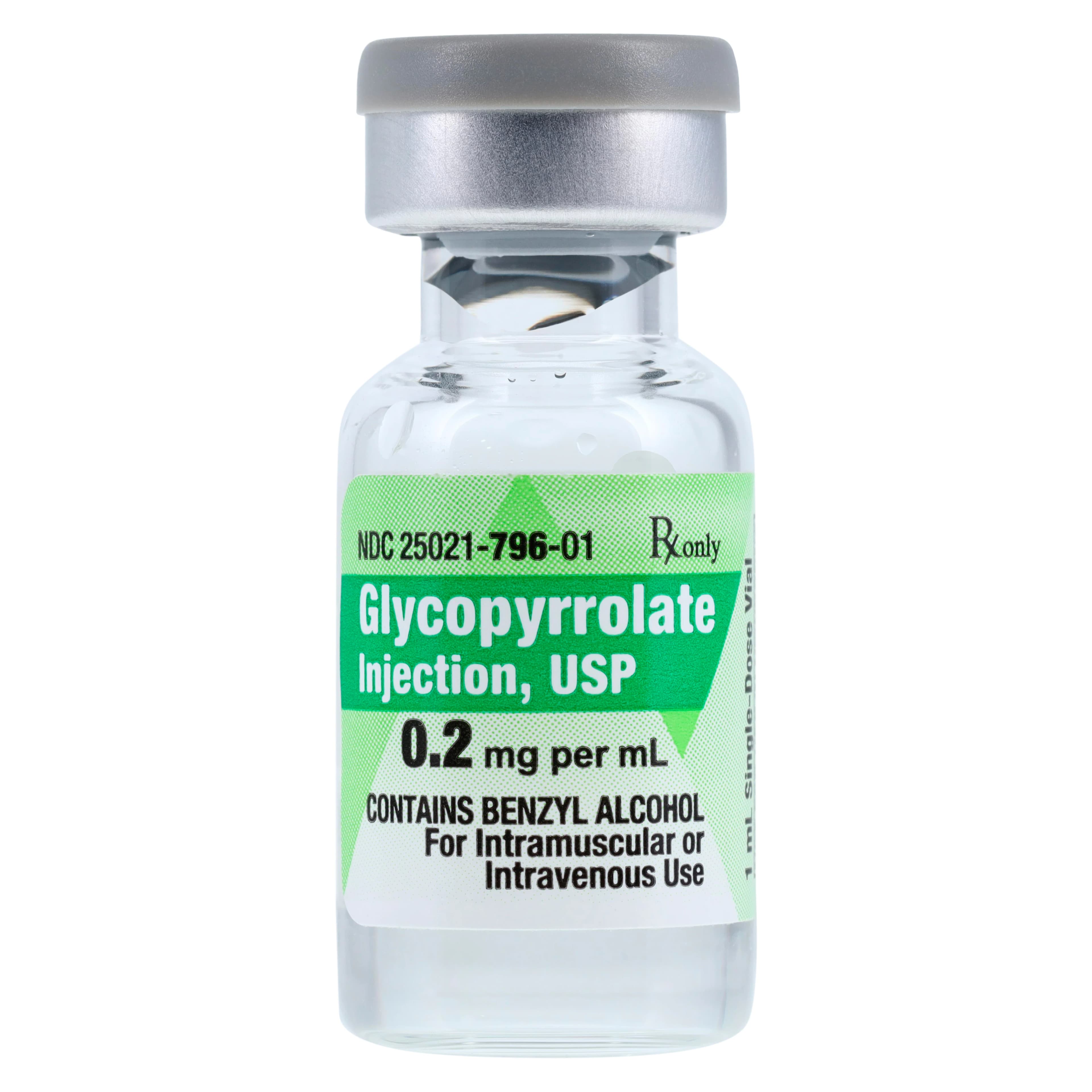 Glycopyrrolate Injection 0.2mg/mL, SDV 1mL, Single Dose Vial, Sagent Pharmaceuticals thumbnail 2