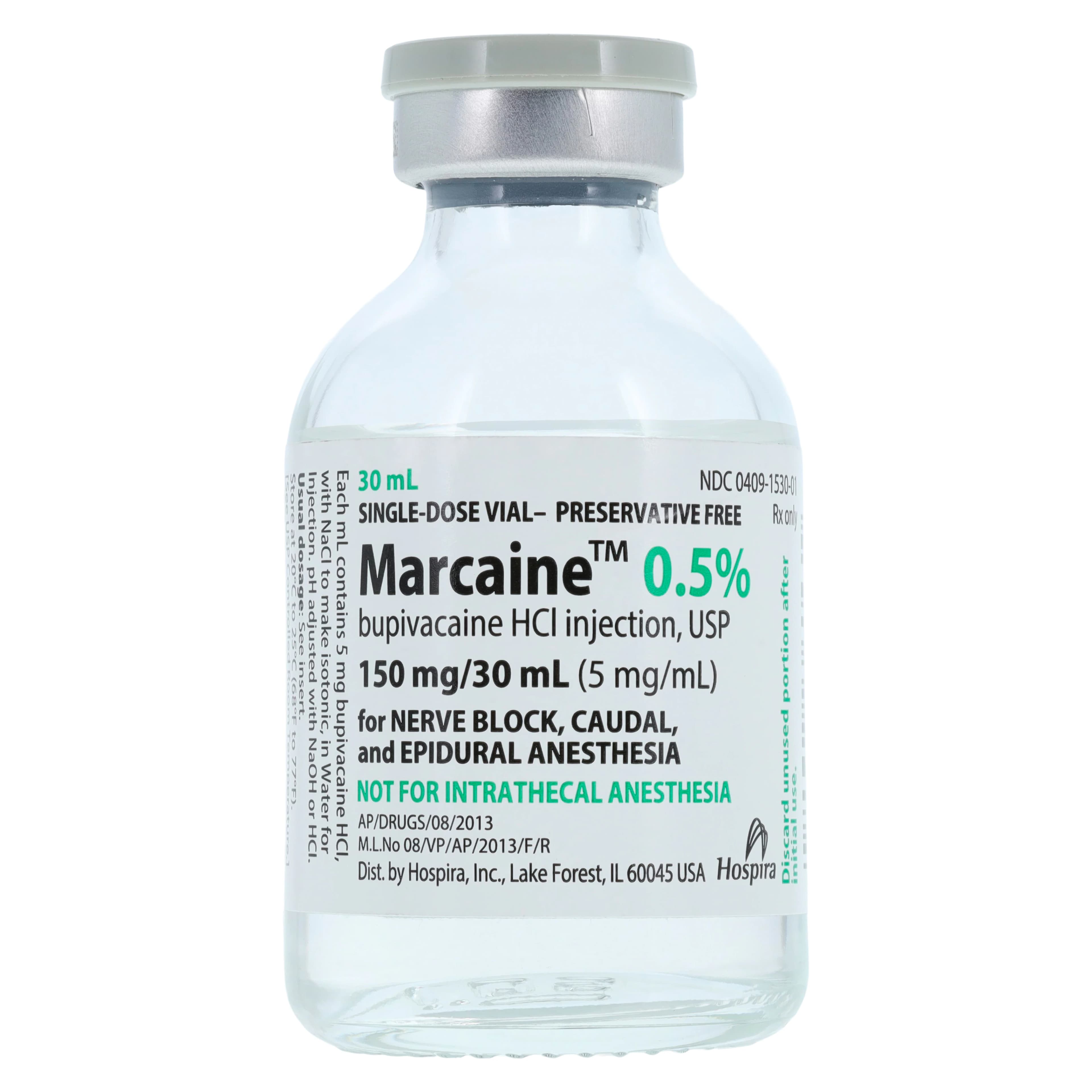 Marcaine Injection 0.5%, No Preservative, Single Dose Vial (SDV), 30mL - Marcaine Inj SDV 30mL N-R - Image 1
