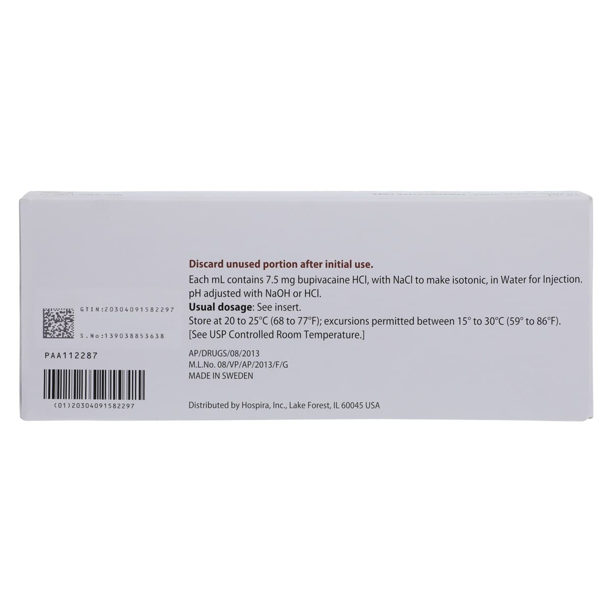 Marcaine Injection 0.75% Preservative Free (PF), Single Dose Vial (SDV), 30mL, 10/Package thumbnail 6