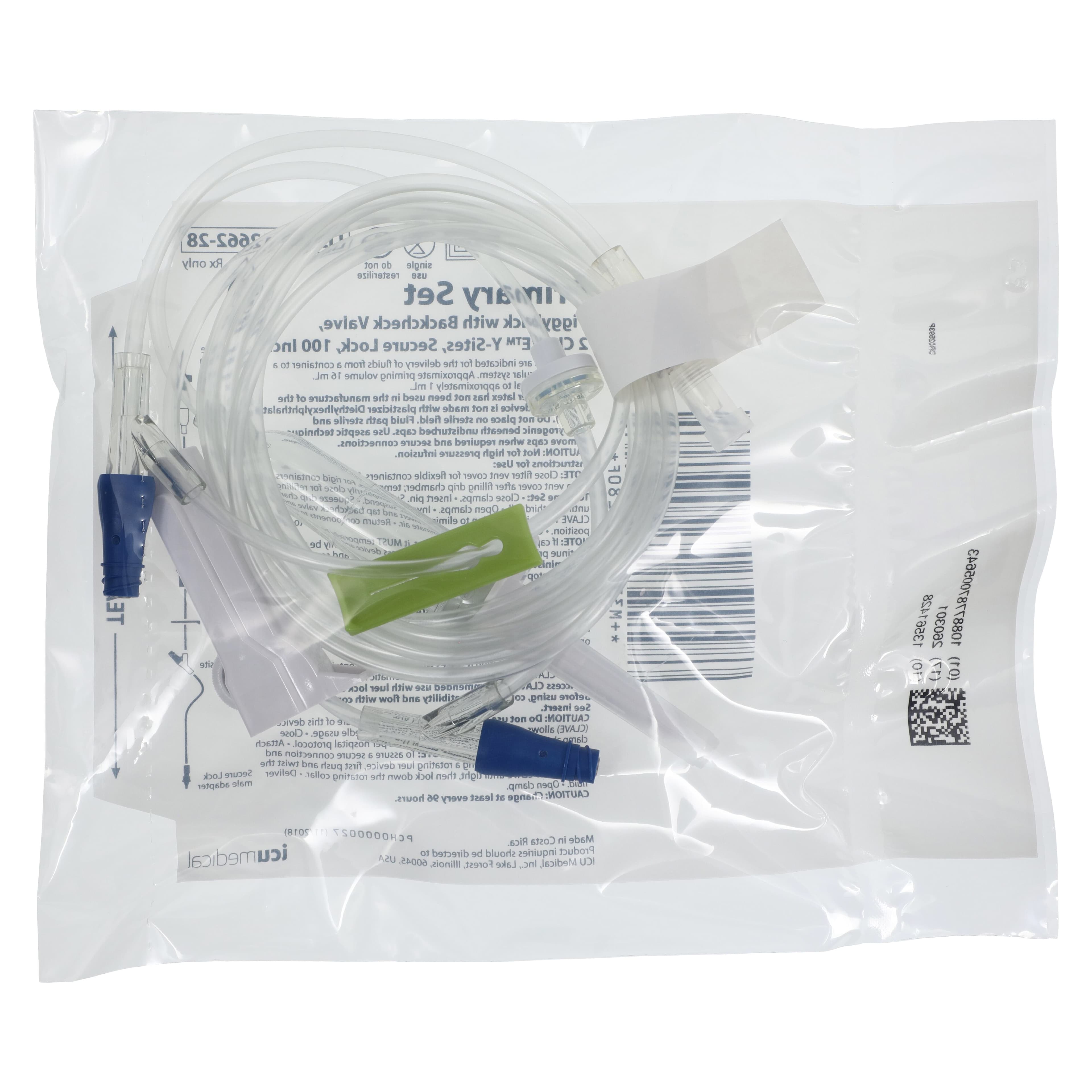 LifeShield Primary Piggyback IV Administration Set with 2 Y-Injection Sites, 15 Drops/mL, 100" Tubing, 48/Case, 1266228 thumbnail 4