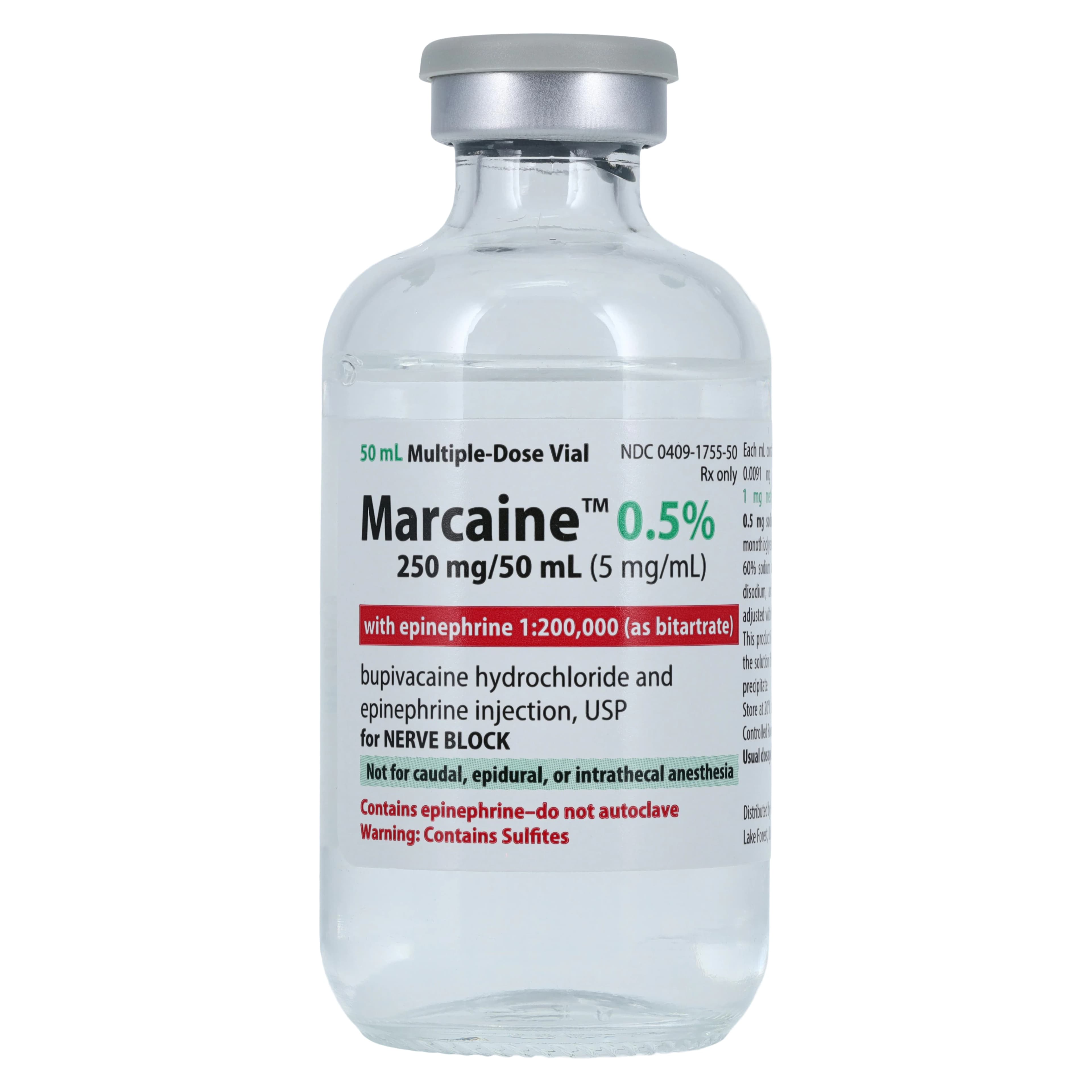 Marcaine with Epinephrine Injection 0.5% 1:200,000 MDV 50mL thumbnail 3
