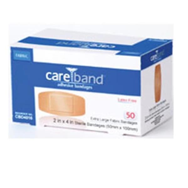 Careband Adhesive Bandage Fabric Patch, 2x4", Tan, Sterile, 50/Box - Bandage Adhsv Fabric Patch XL - Image 1