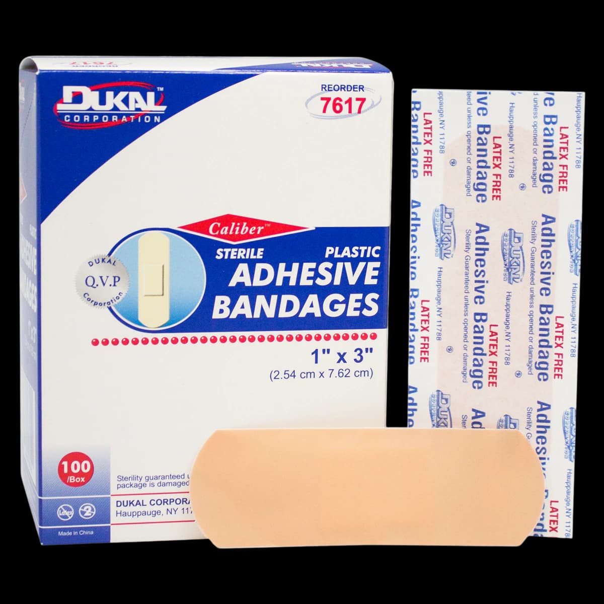 Caliber Adhesive Bandage Plastic 1x3" Tan Sterile 100/Box - Bandage Adhsv Plast Strip Tan - Image 1