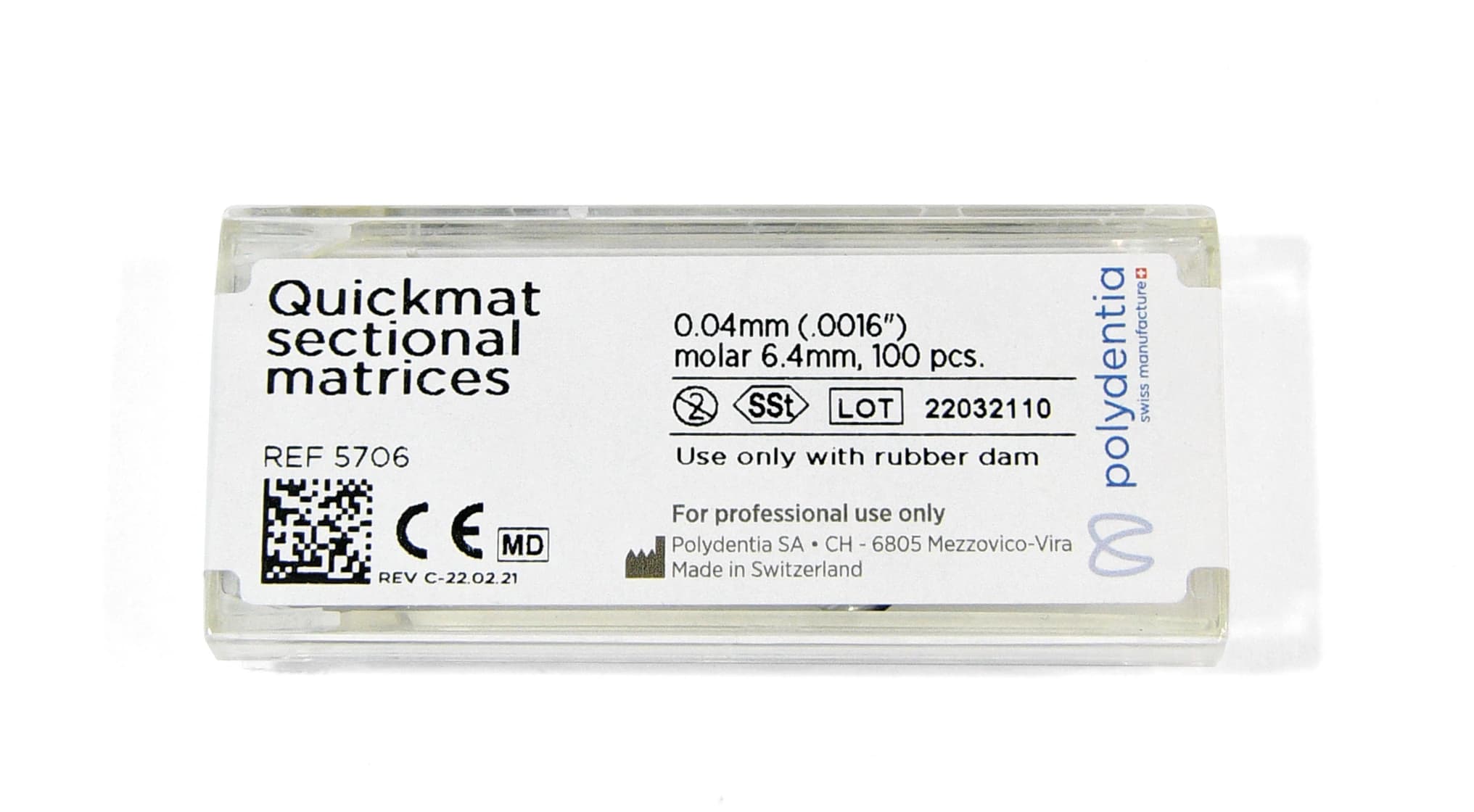 Directa Quickmat Contoured Sectional Molar Matrices, 0.04mm Thin, 6.4mm High, 100/Pk - Quickmat Sectional Matrices Molar 100/Pk - Image 1