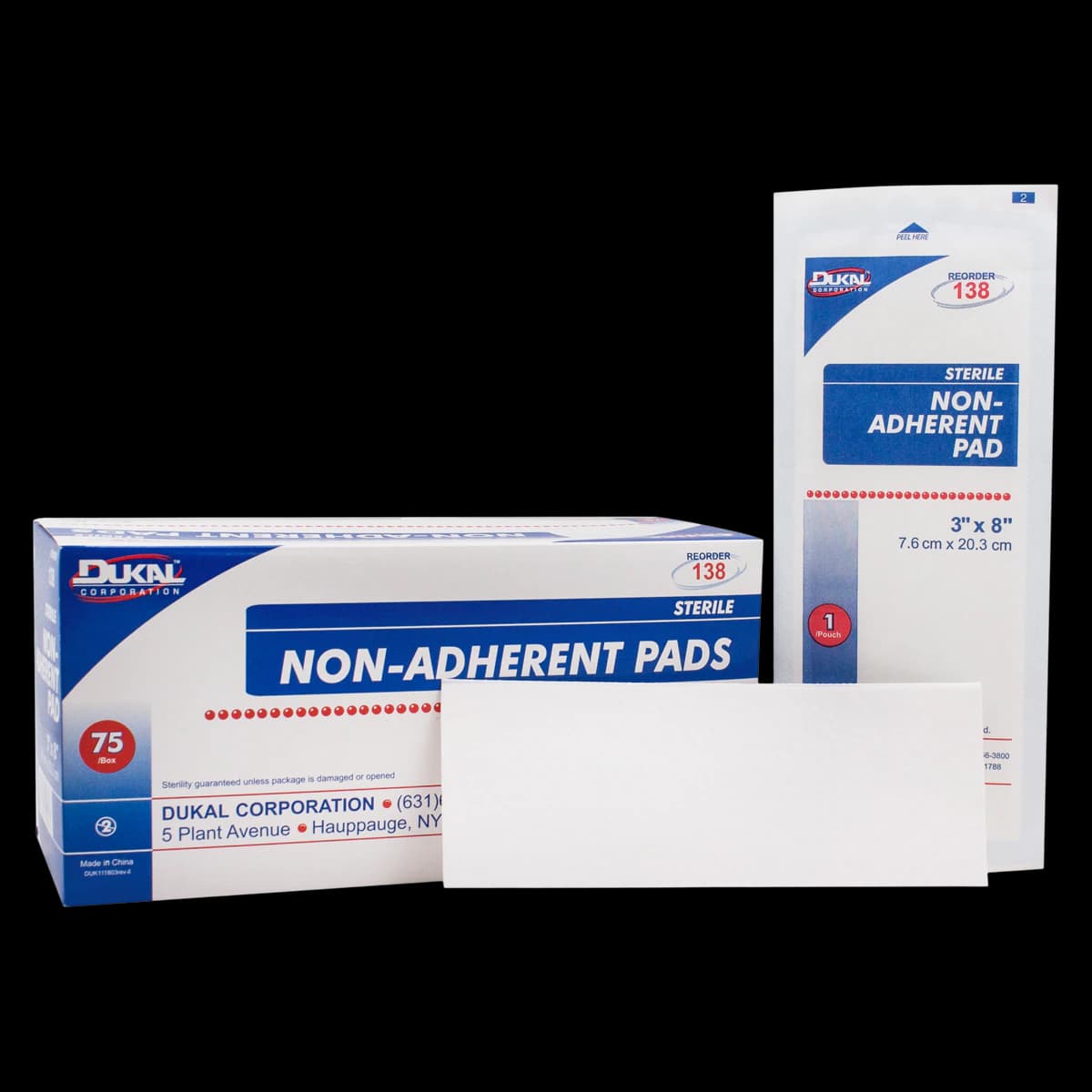 Dukal Non-Adherent Pad ST, Cotton Wound Pad, 3x8", Sterile, White, 01KT8PD5754NQ83412S0MR8PX2 - Non-Adherent Pad ST - Image 1