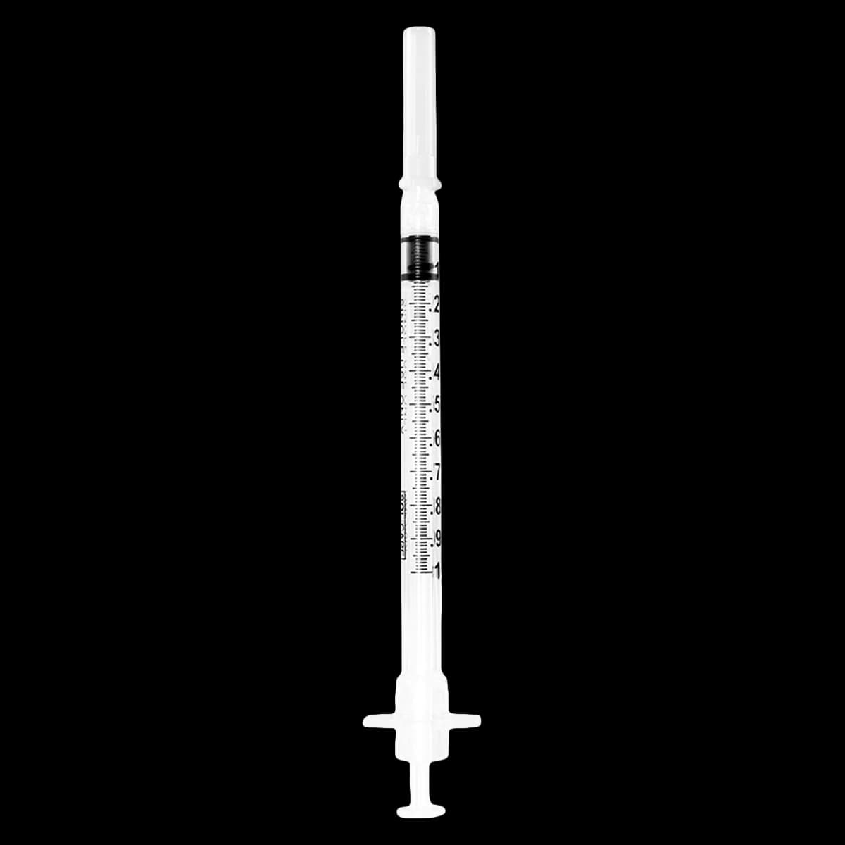 Sol-Care TB Safety Syringe with Fixed Needle, 1cc, 27G x 1/2", Sterile, Disposable, 100/Box - Syringe Saftey TB 1cc - Image 1