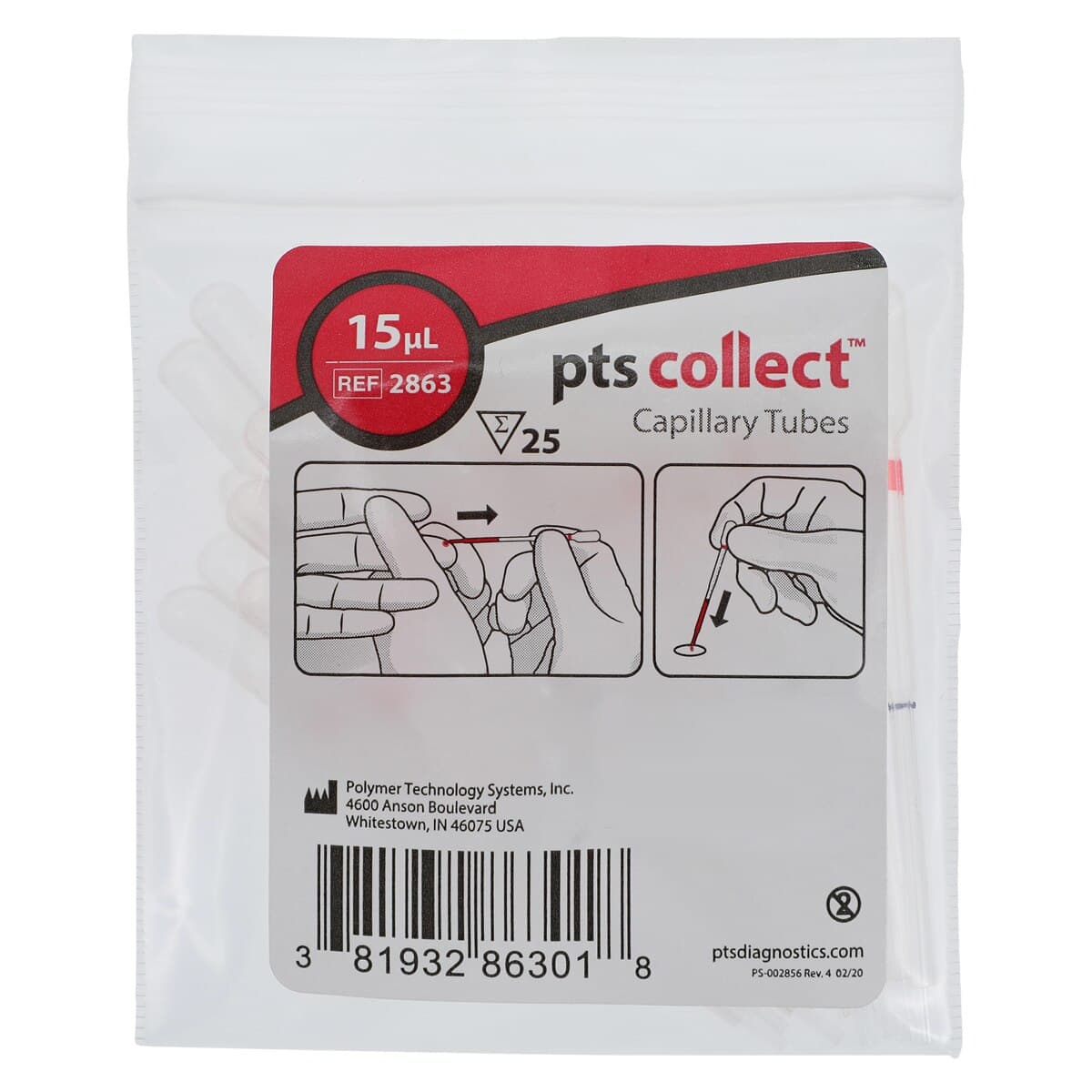 PTS Collect Capillary Tube, 15 µL, Red, Non-Sterile, 25/Box thumbnail 2
