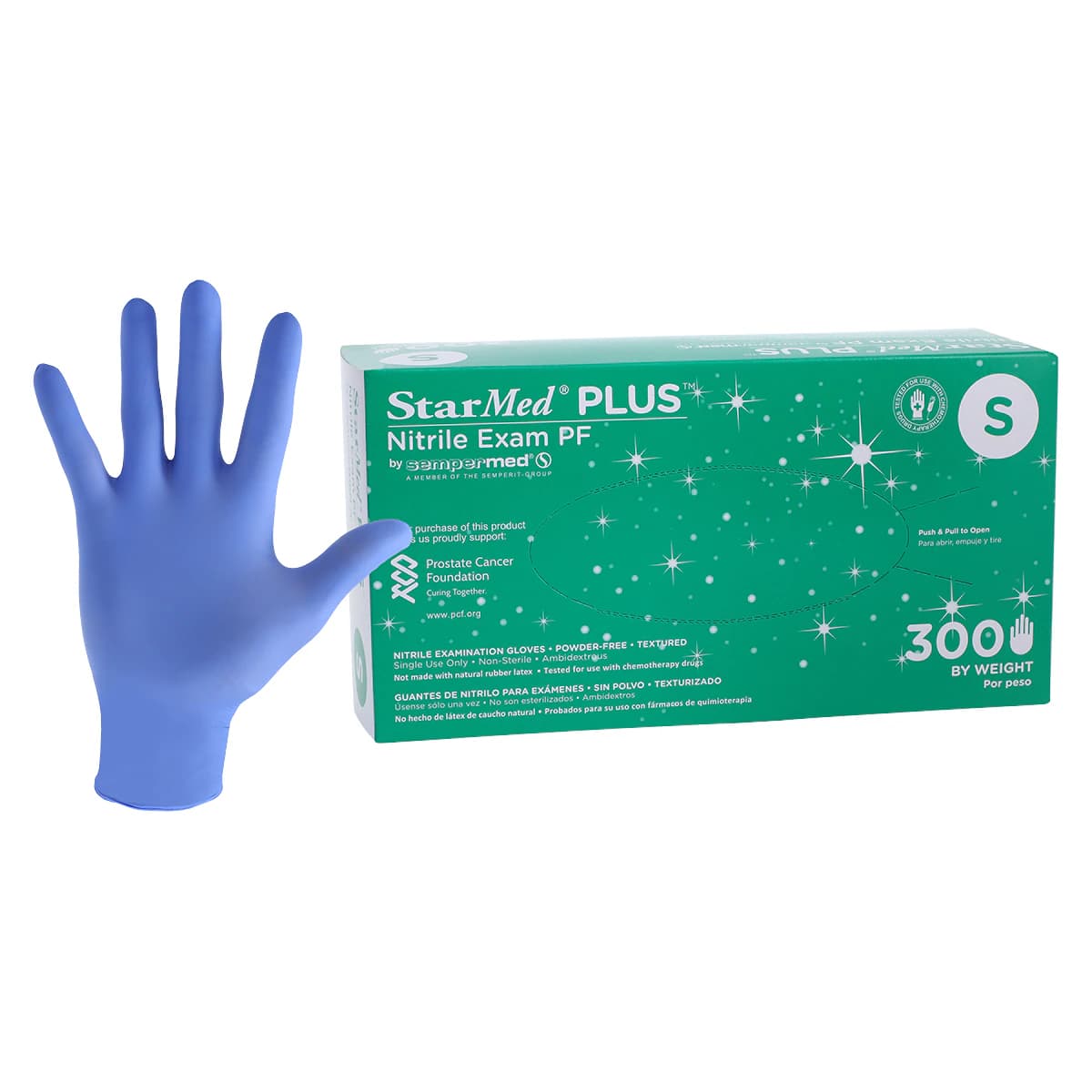Sempermed StarMed Plus PF Nitrile Exam Gloves, Powder Free, Textured, Small, Purple, 300/Box, SMNP302 - Sempermed - StarMed Plus PF Nitrile Gloves Small 300/Bx - Image 1