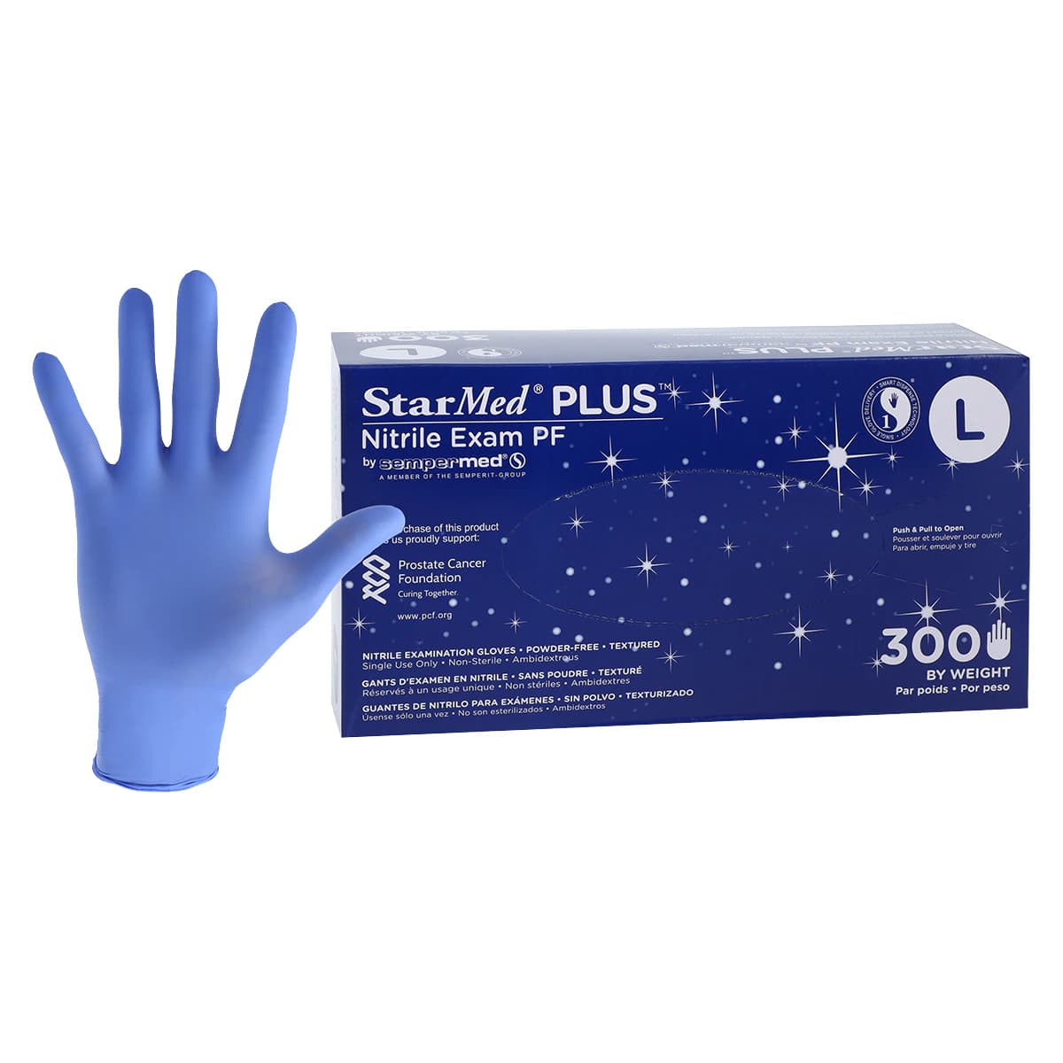 Sempermed StarMed Plus PF Nitrile Exam Gloves, Powder Free, Non-Sterile, Large, Purple, 300/Box, SMNP304 - Sempermed - StarMed Plus PF Nitrile Gloves Large 300/Bx - Image 1