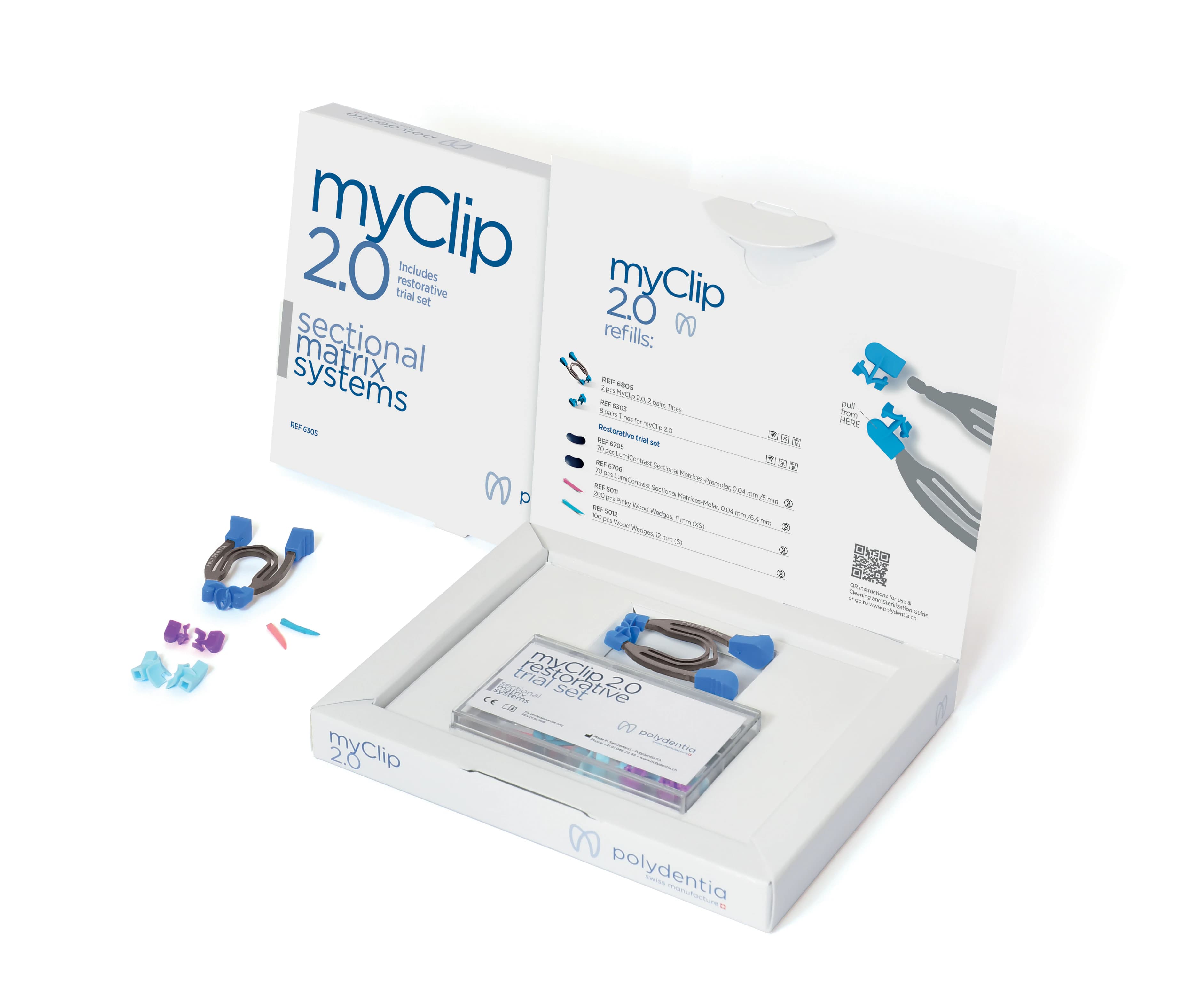 Directa myClip 2.0 Sectional Matrix Kit with LumiContrast Matrices and Wood Wedges - myClip 2.0 Sectional Matrix Kit - myClip 2.0 Sectional Matrix Kit - Image 1