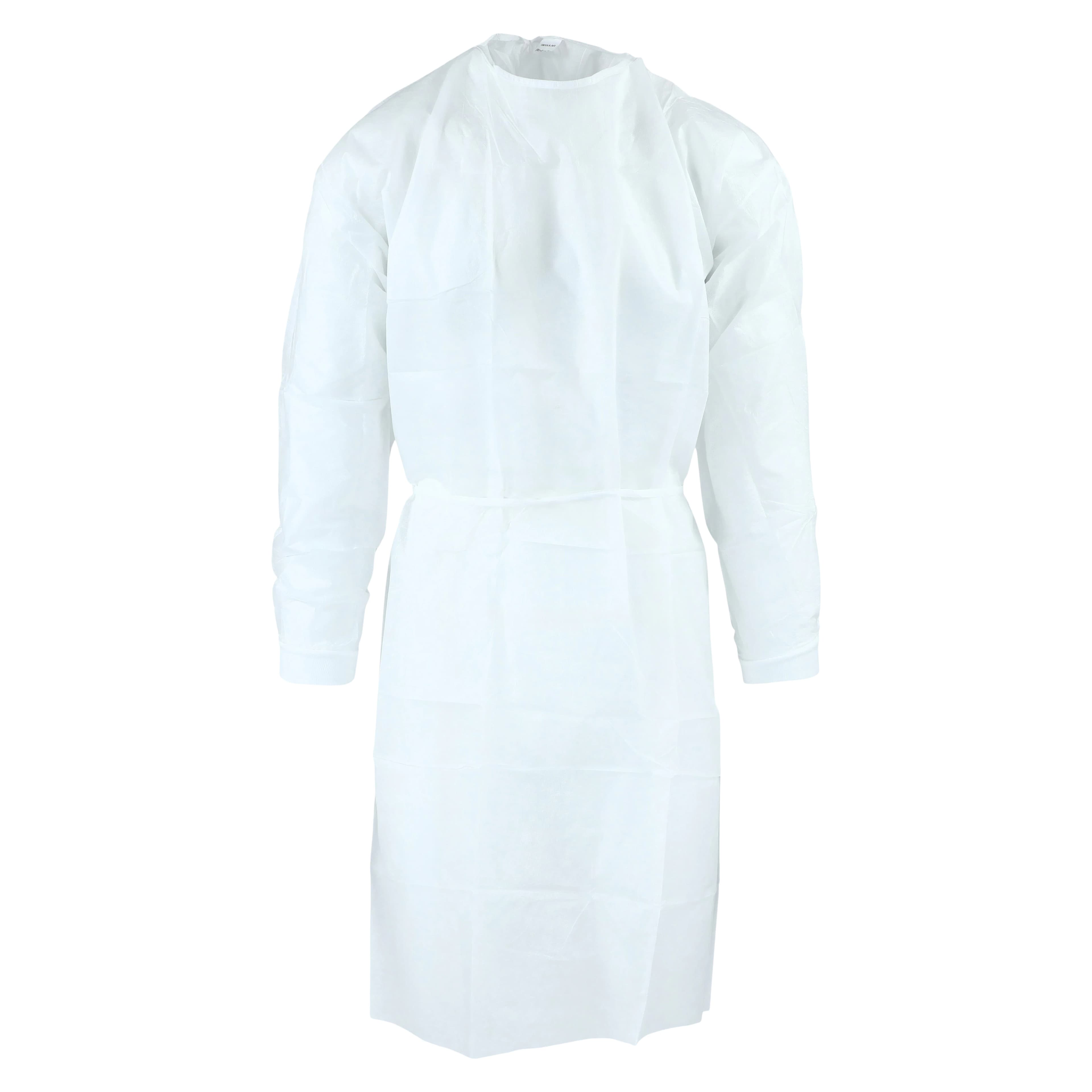 Dukal Unipack Isolation Gown SMS, Adult Regular, White, Knee Length, Non-Sterile, Tie Back, Knit Cuff, Long Sleeves, 50/Case thumbnail 9