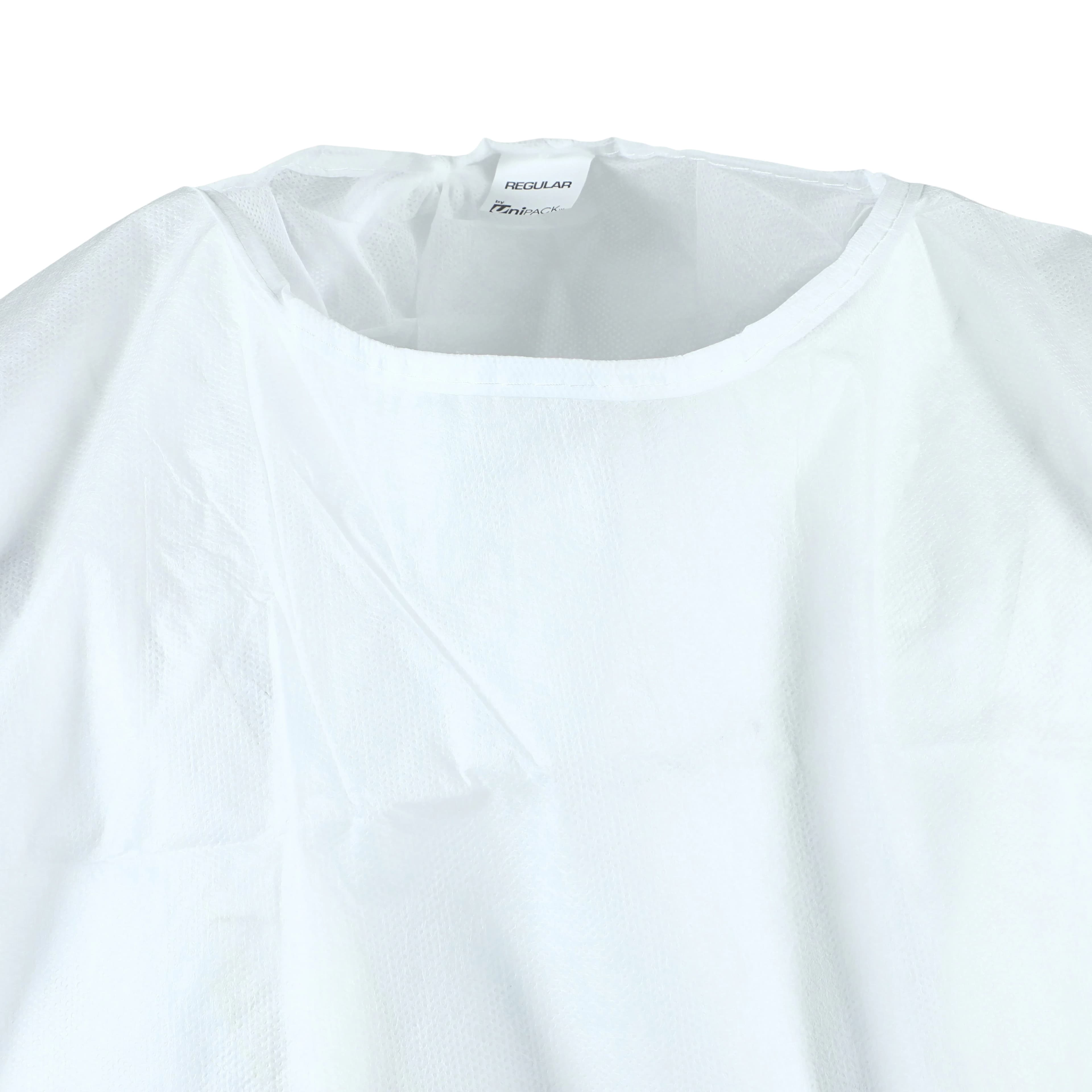 Dukal Unipack Isolation Gown SMS, Adult Regular, White, Knee Length, Non-Sterile, Tie Back, Knit Cuff, Long Sleeves, 50/Case thumbnail 5
