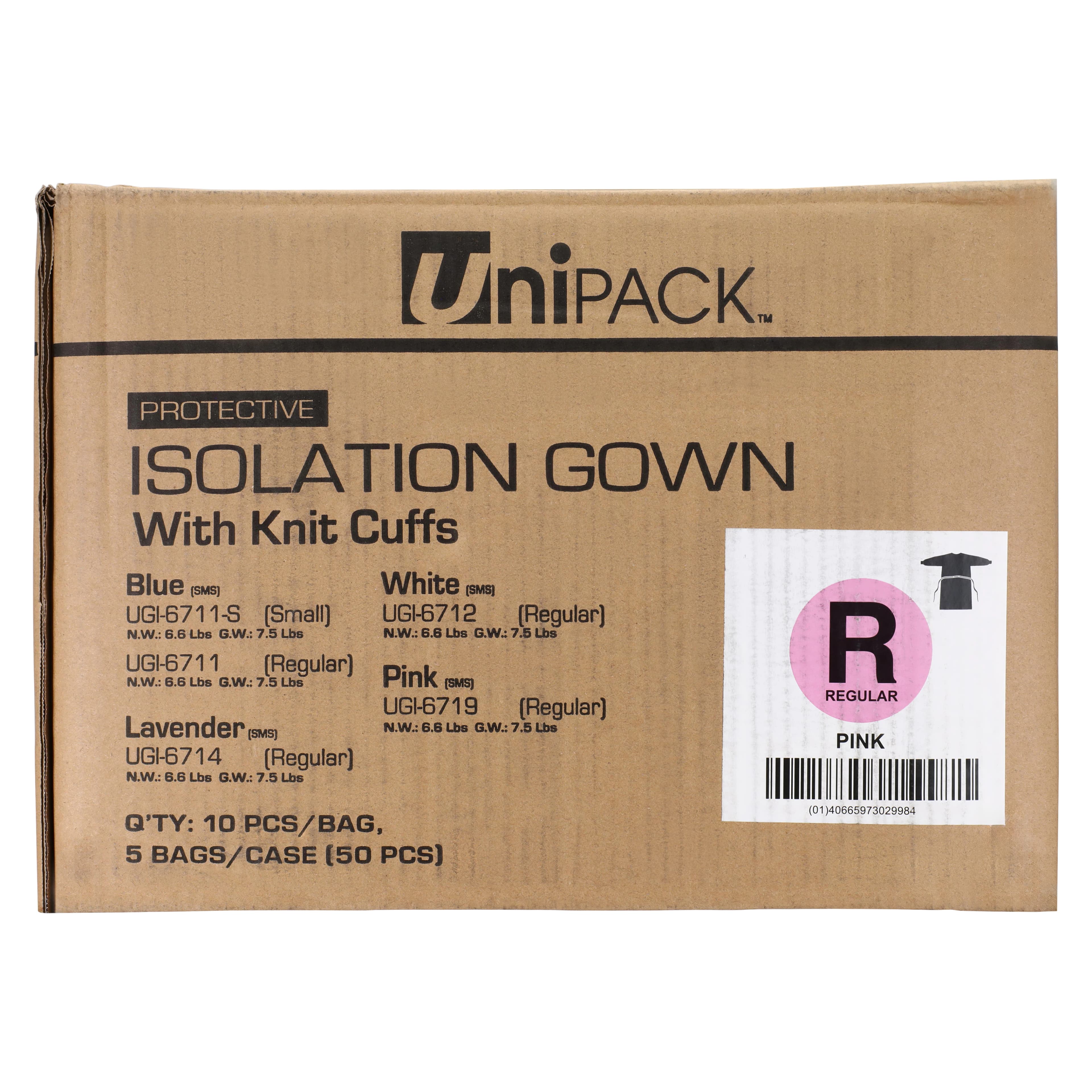 Dukal Unipack Isolation Gown SMS, Adult Regular, Pink, Knee Length, Non-Sterile, Tie Back, Knit Cuff, Long Sleeves, 50/Case thumbnail 9