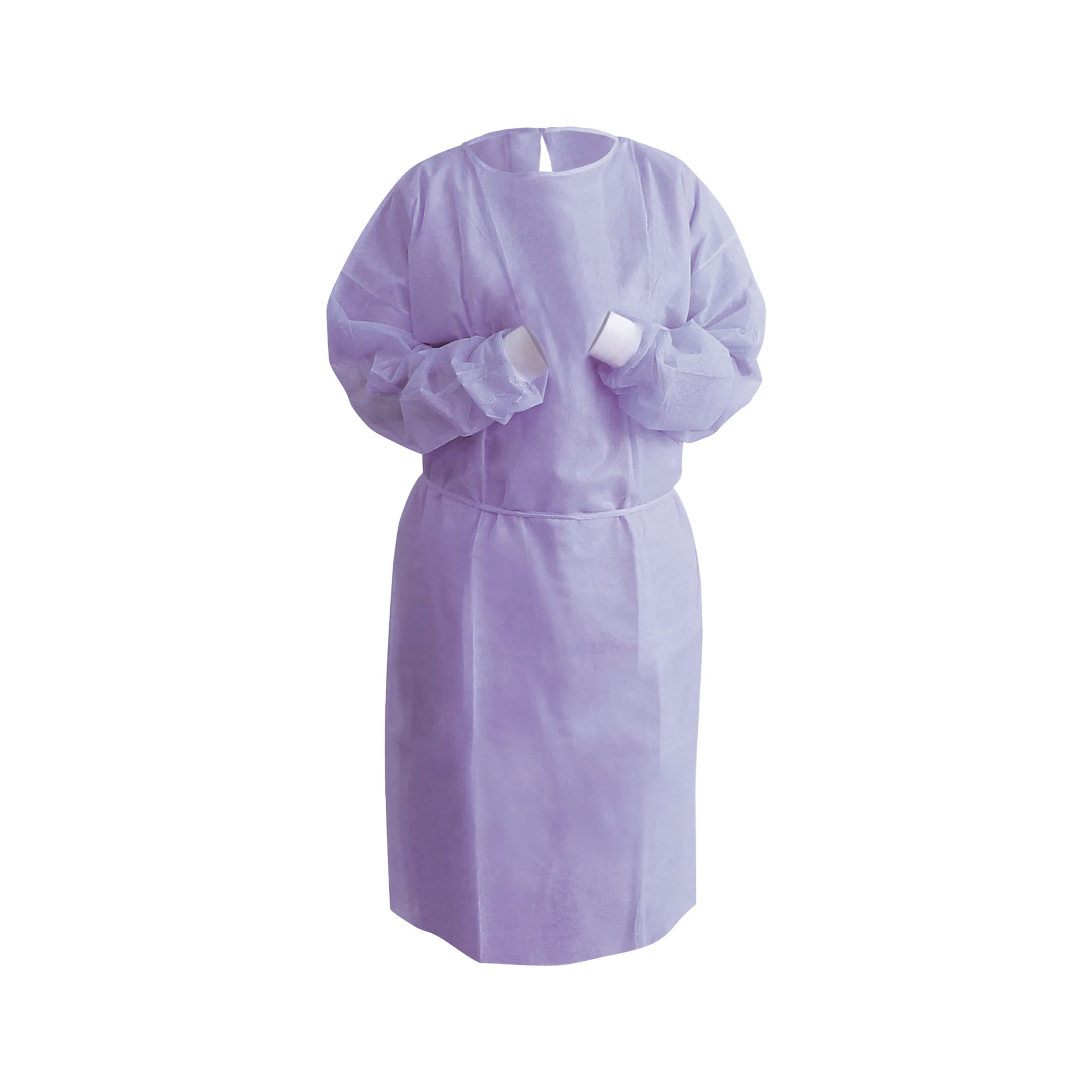 Dukal Isolation Gown SMS Material, Adult Regular, Lavender, Knee Length, Non-Sterile, Tie Back, Knit Cuff, Long Sleeves, 50/Case thumbnail 3
