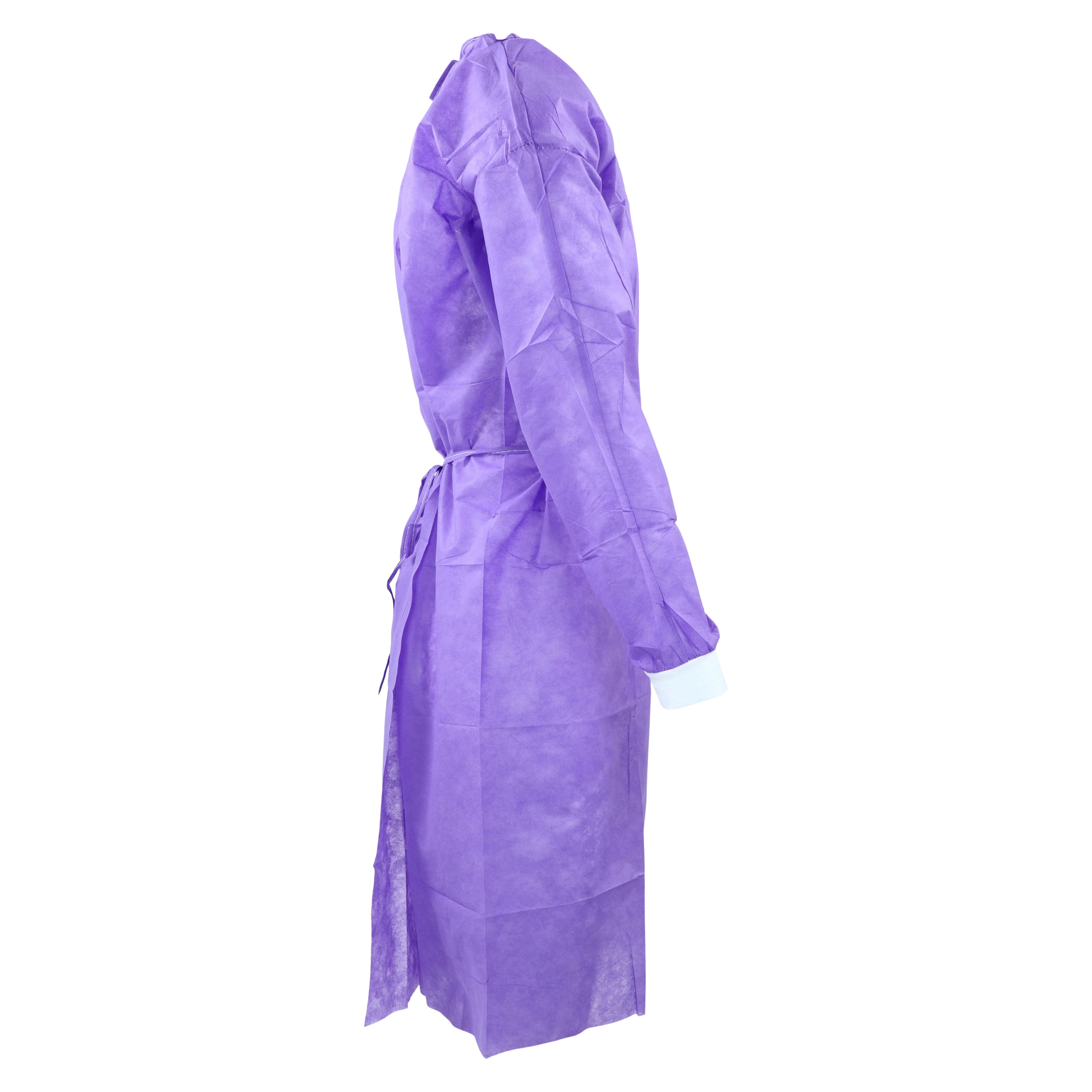 Dukal Isolation Gown SMS Material, Adult Regular, Lavender, Knee Length, Non-Sterile, Tie Back, Knit Cuff, Long Sleeves, 50/Case thumbnail 2
