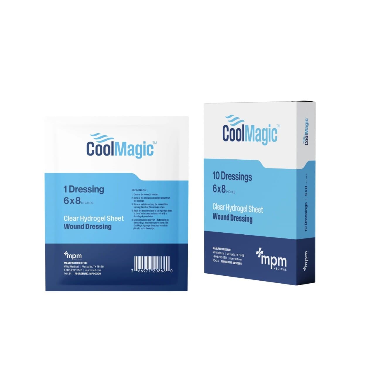 CoolMagic Hydrogel Dressing, 6" x 8", Sterile, Rectangle, Clear, Latex-Free - Cool Magic Gel Sheets - Image 1