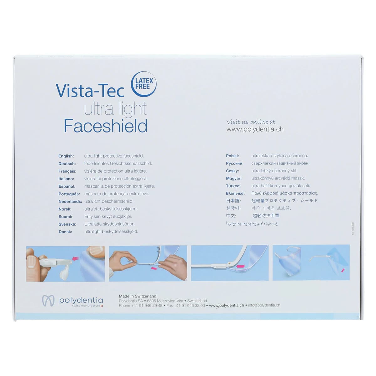 Directa Vista-Tec Ultra Light Face Shield, White, Reusable, 5 Shields + 1 Frame, 01KEZKNKSADFF1KK7Q4AFY0JGE thumbnail 9