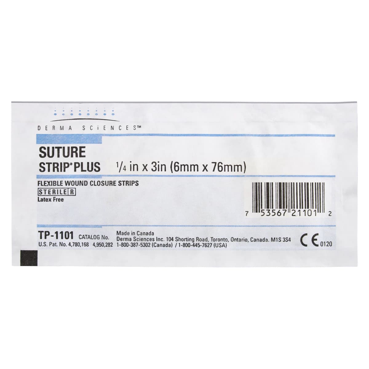 Suture Strip Plus Wound Closure Strip, Non-Woven Polyamide, 1/4" x 3", Tan, Adherent, Sterile, 50/Box thumbnail 3