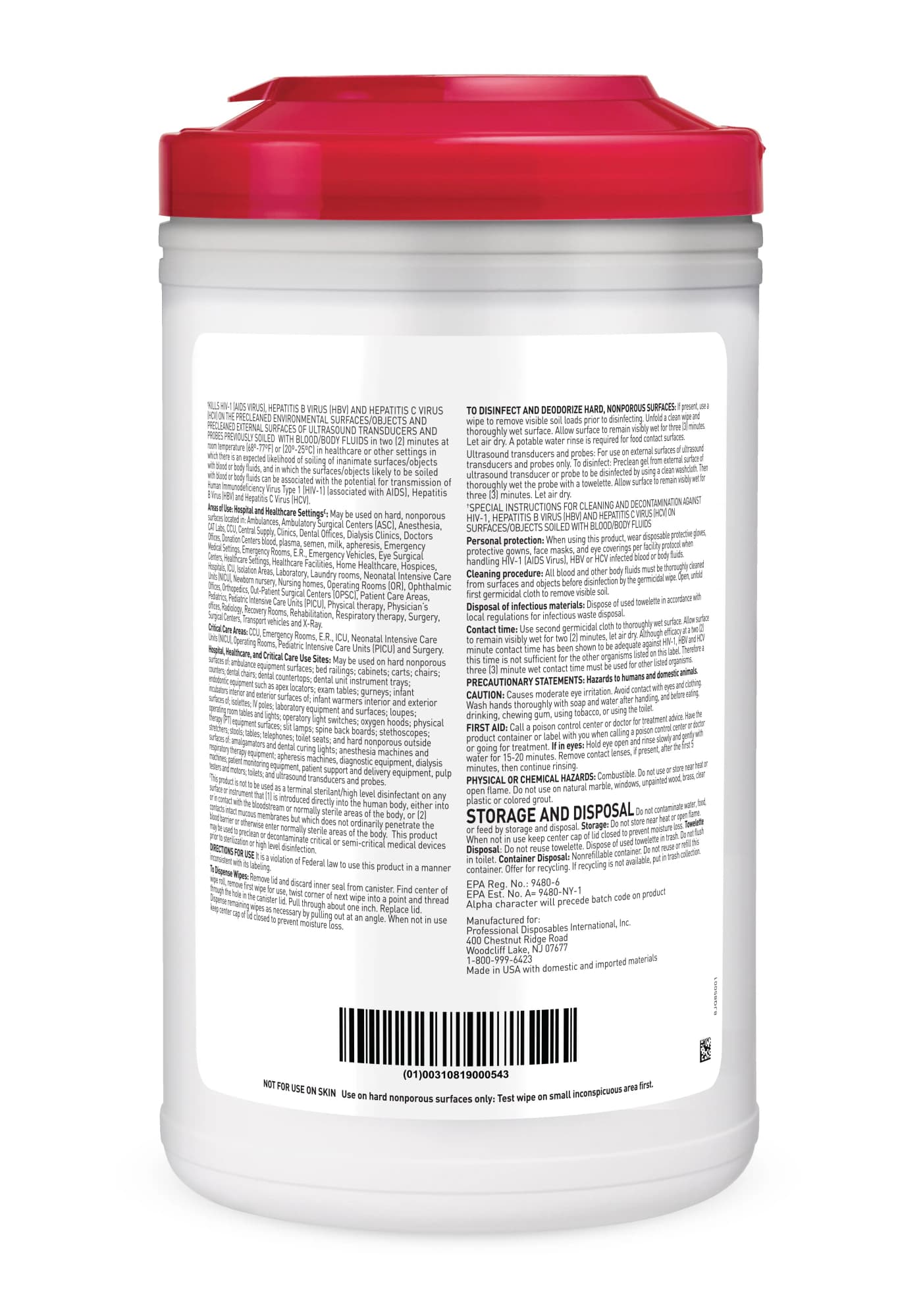 Sani-Cloth Plus Germicidal Disposable Cloth, X-Large (7.5" x 15"), 65/Canister, Q85084 thumbnail 2