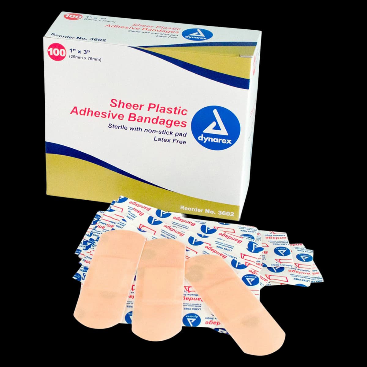 Dynarex DynaSafety Adhesive Bandage, Plastic, Sheer, Sterile, 1" x 3", 100/Box, 3602 thumbnail 2