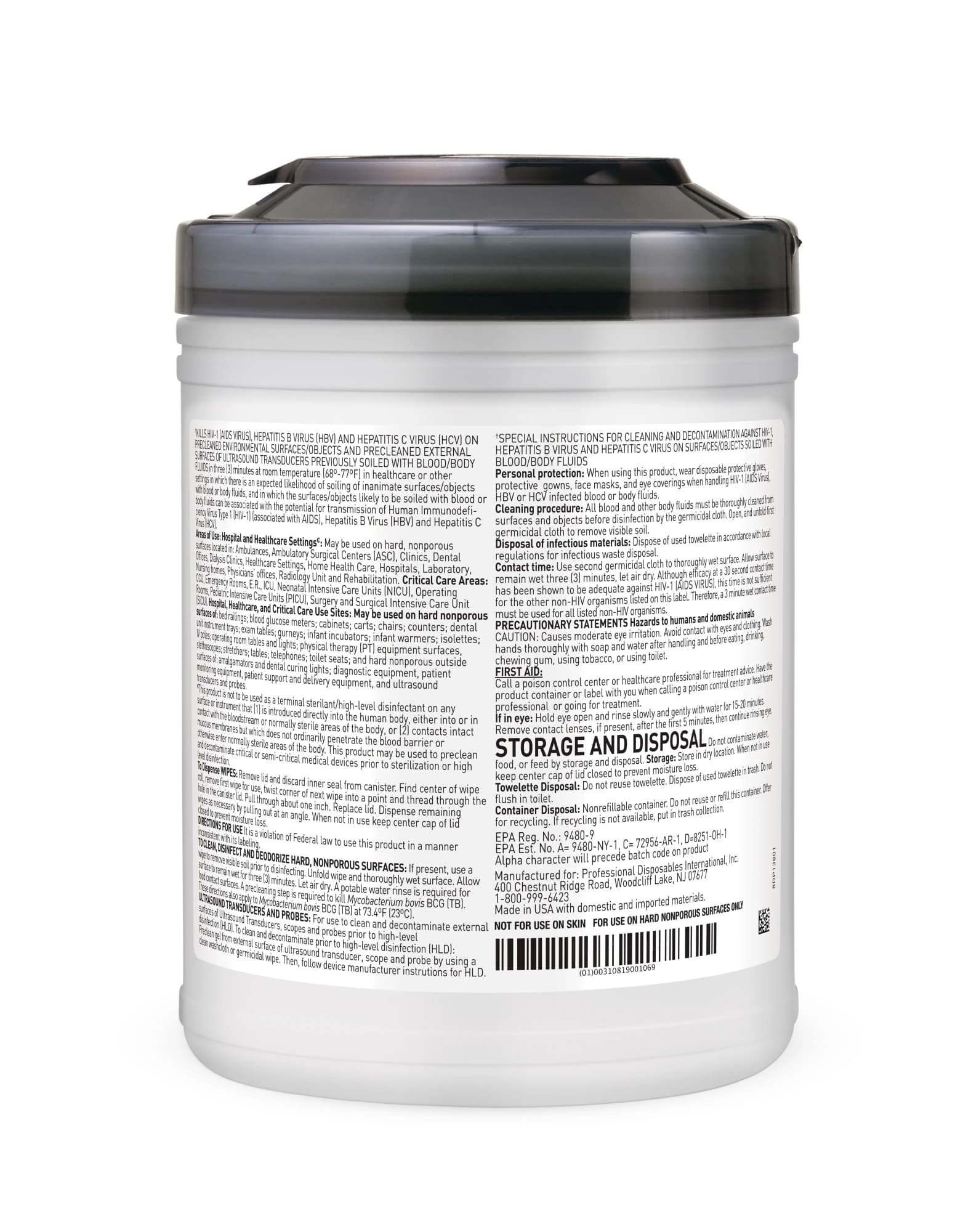 Sani-Cloth AF3 Germicidal Disposable Wipes, Large, 6" x 6.75", Alcohol-Free, 160/Can, P13872 thumbnail 4