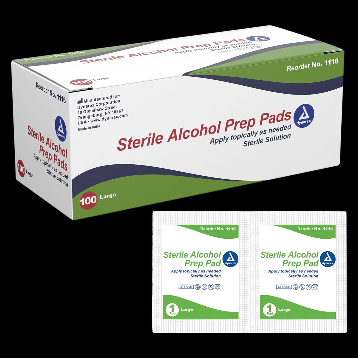 Dynarex Alcohol Prep Pads, Sterile, Non-Woven, Large thumbnail 2