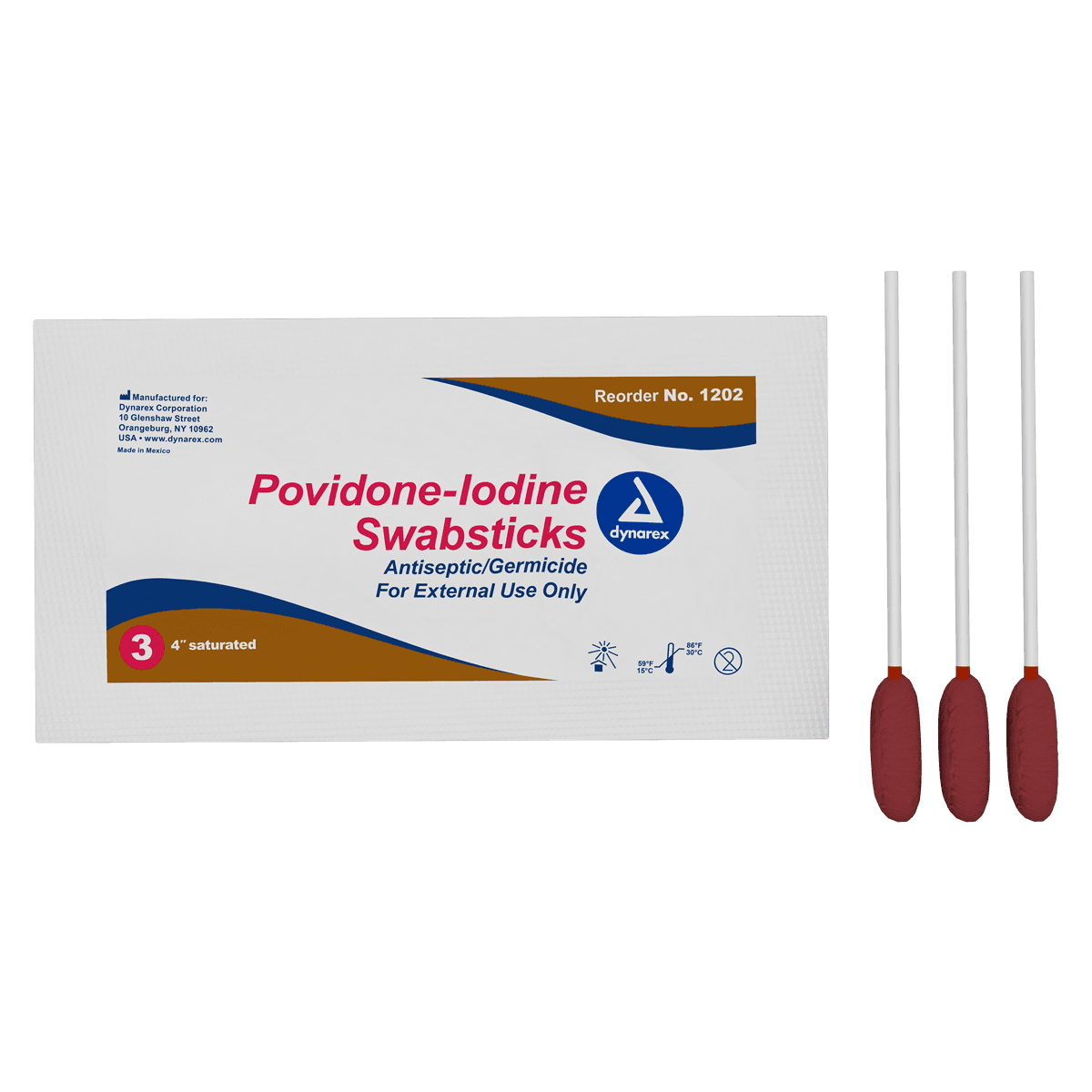 Dynarex Swabstick PVP Povidone Iodine Prep Swabstick - Dynarex Swabstick's PVP - Image 1