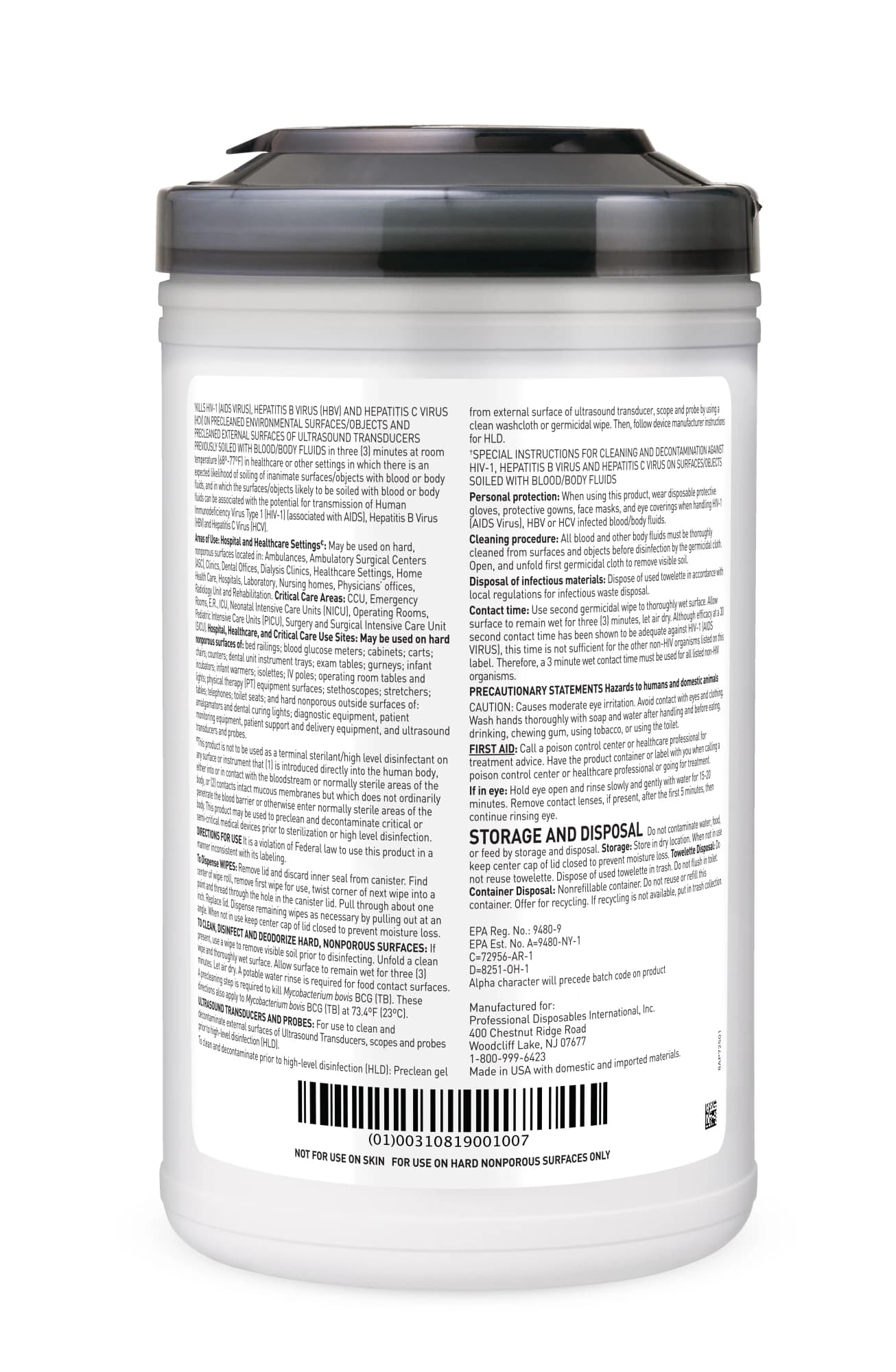 Sani-Cloth AF3 Germicidal Disposable Wipes, Alcohol-Free, Fragrance-Free, X-Large, 7.5" x 15", 75/Can, P72584 - Sani-Cloth AF3 Germicidal Wipes XL 75/Can - Image 1