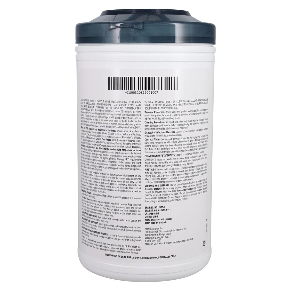 Sani-Cloth AF3 Germicidal Disposable Wipes, Alcohol-Free, Fragrance-Free, X-Large, 7.5" x 15", 75/Can, P72584 thumbnail 4