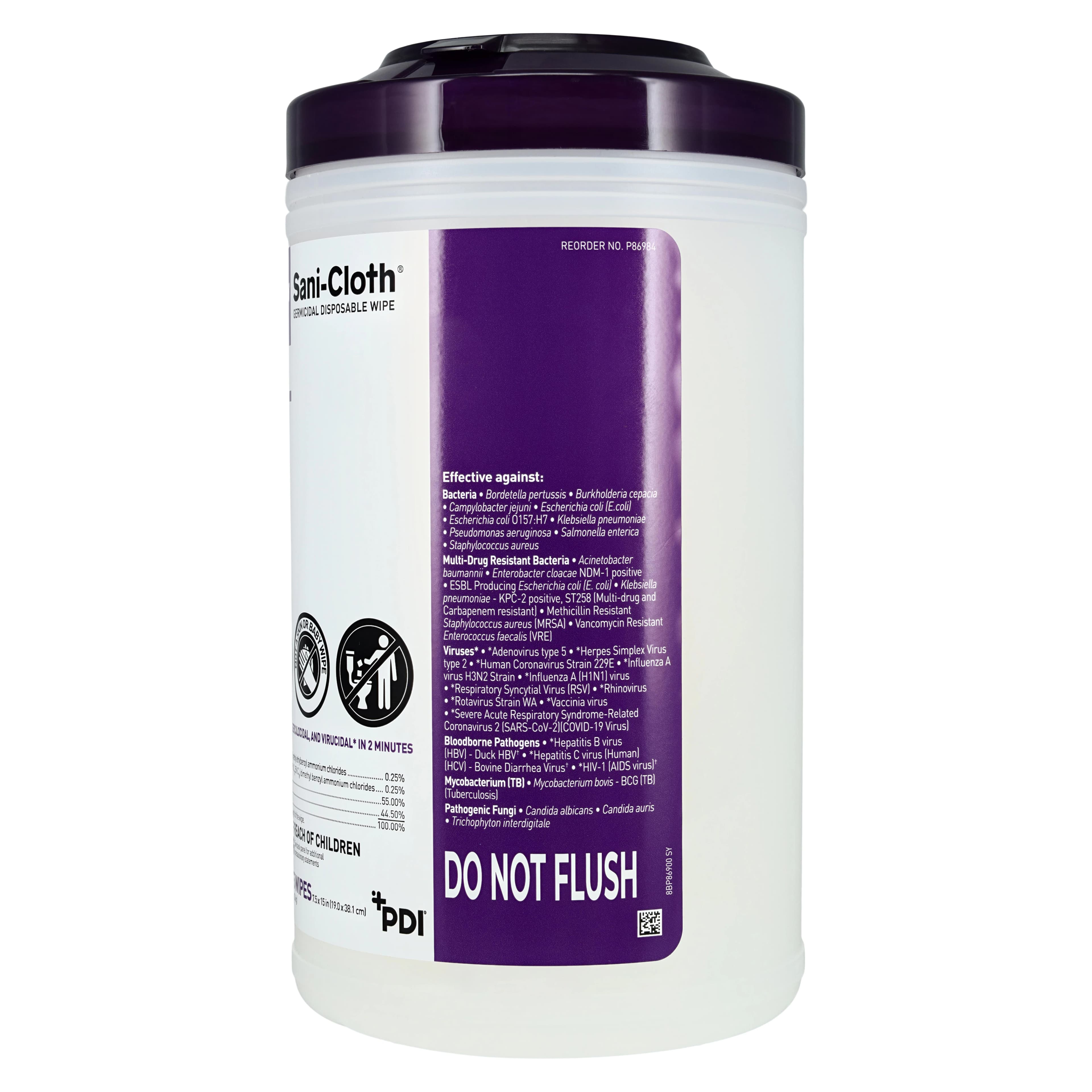 PDI Super Sani-Cloth Germicidal Disposable Wipes, X-Large, 7.5" x 15", 75/Canister, P86984 thumbnail 4