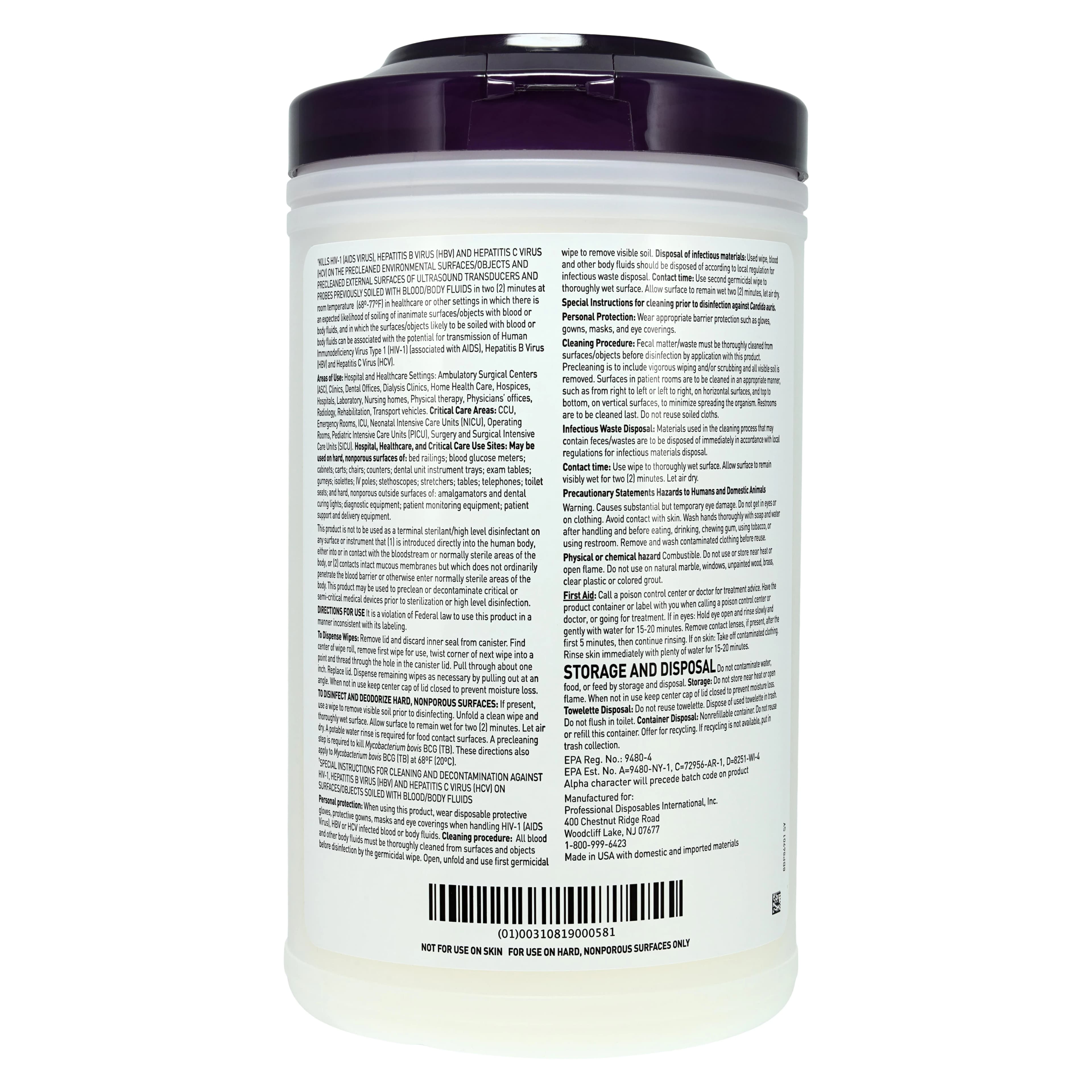 PDI Super Sani-Cloth Germicidal Disposable Wipes, X-Large, 7.5" x 15", 75/Canister, P86984 thumbnail 5