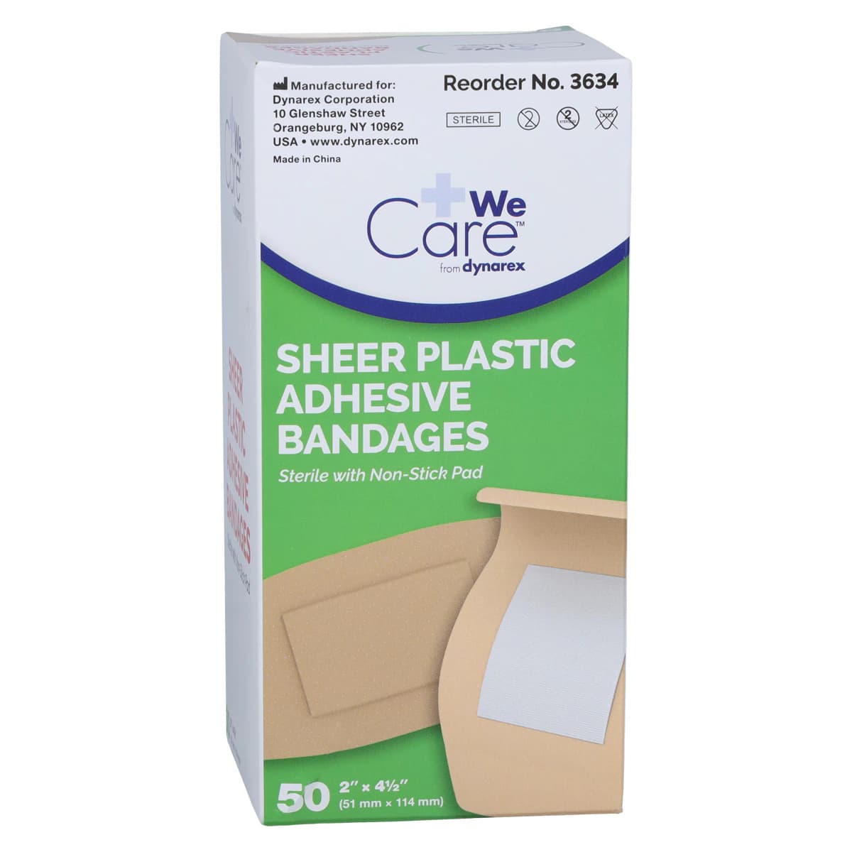 DynaSafety Adhesive Bandage, Plastic, Sheer, Sterile, 2" x 4.5", 50/Box thumbnail 2